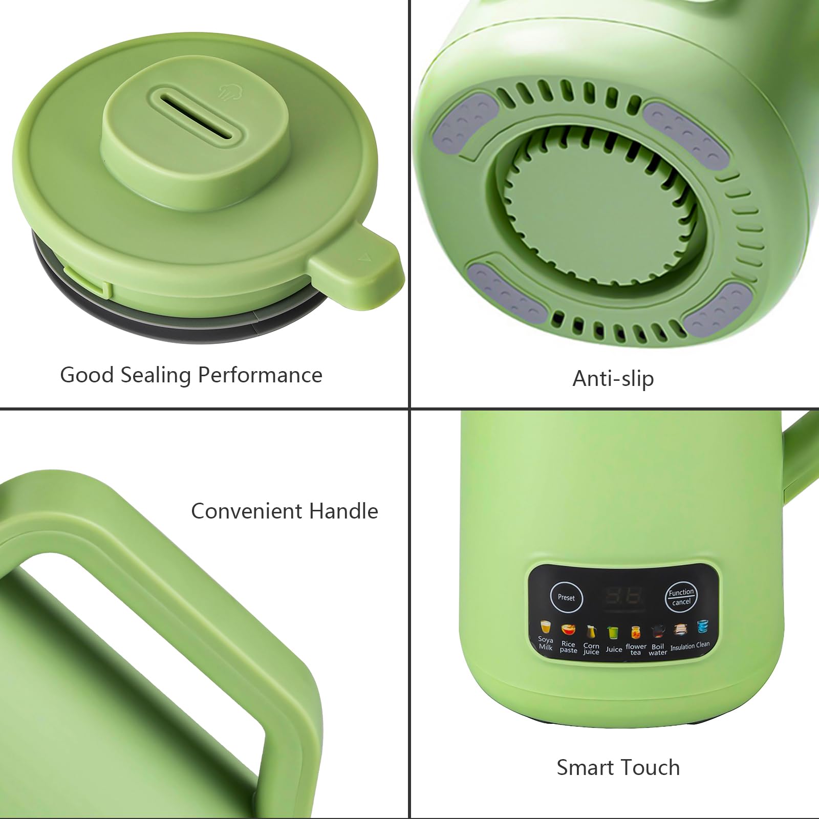 800ml Smart Soy Milk Maker with Auto Heating, Self-Cleaning & 12H Timer - 600W Nut Milk Machine with 150W 10-Blade Mixer - Stainless Steel & PP Multi Cooker for Almond Milk, Oat Milk - Perfect for Breakfast, Vegan Diet & Healthy Lifestyle (Green)