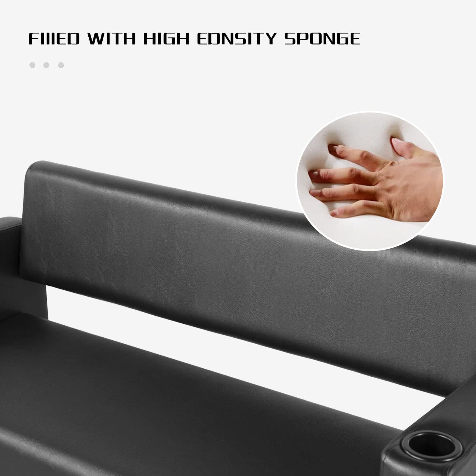 Premium Leather Office Reception Chairs - 60.6'' Waiting Room Bench with 2 Cup Holders, Stainless Steel Base for Conference Rooms & Lobby Seating | Perfect for Corporate Offices, Hotels, and Clinic Waiting Areas