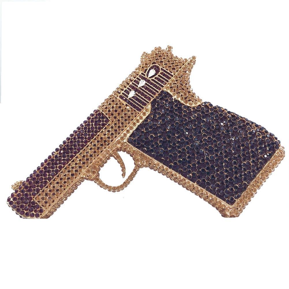 DEBIMY Rhinestone Glitter Evening Clutch Purse - Elegant Pistol Style Women's Party Handbag for Cocktail Dinners, Weddings & Special Occasions