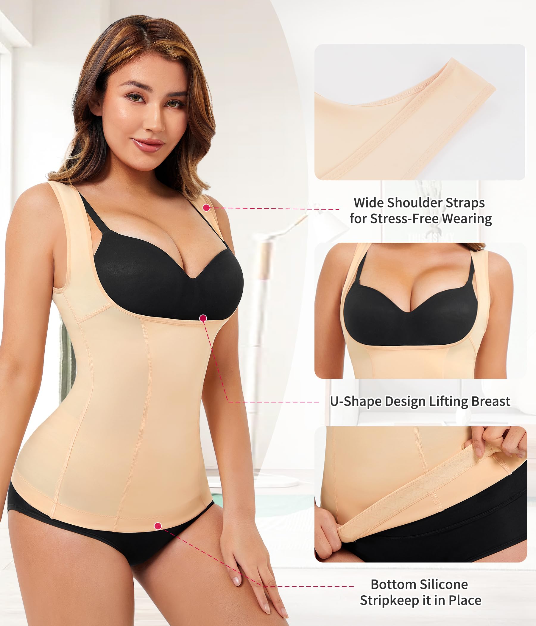 Gotoly Women's Waist Cincher - Tummy Control Shapewear for Women, Slimming Compression Vest, Invisible Body Shaper for Everyday Wear, Workout & Special Occasions