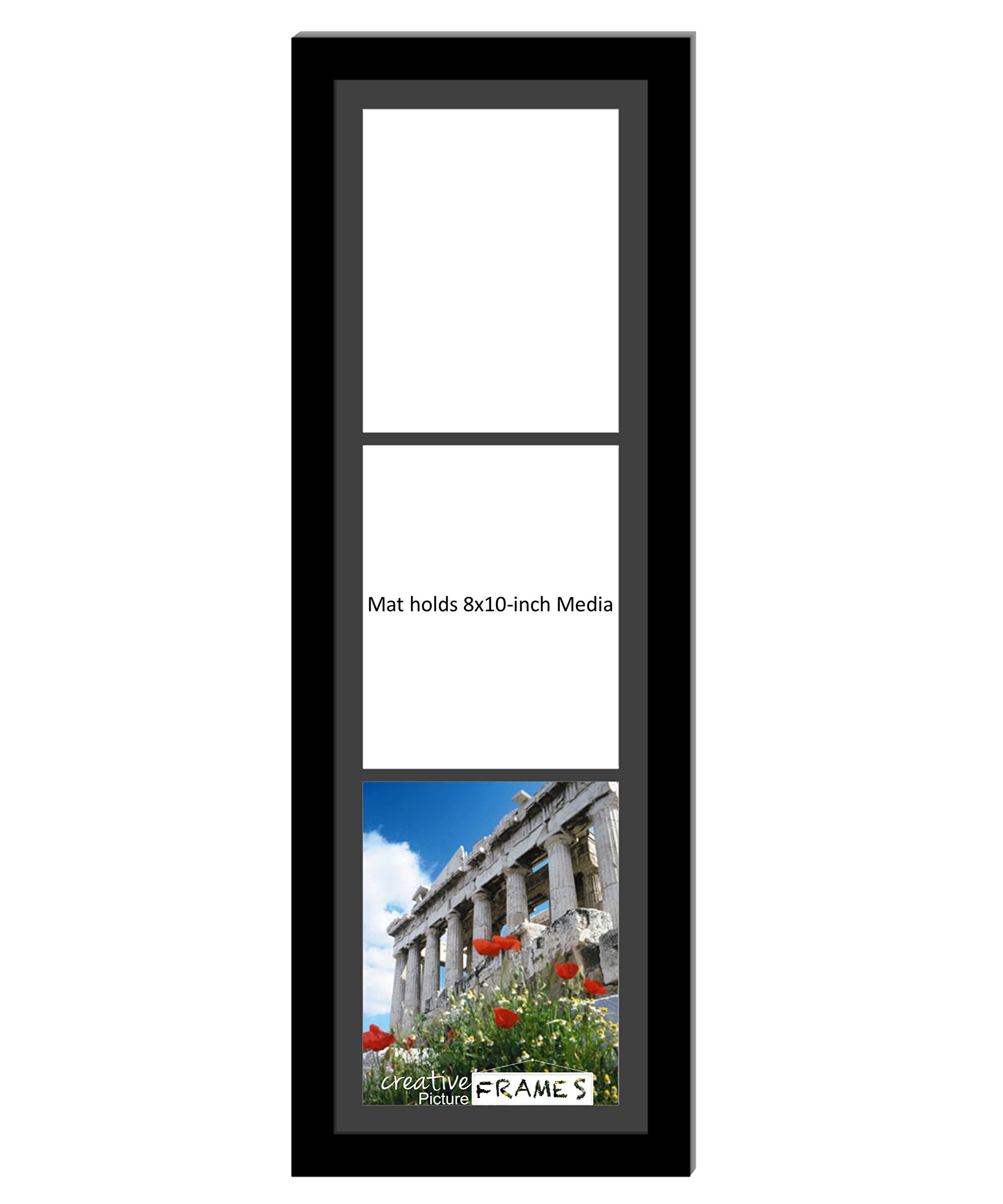CreativePF [1032bk] Black Picture Frame with 3-8x10 Inch Openings - Black Mat White Core Collage Frame with Pre-Installed Sawtooth Hangers - Perfect for Family Photos, Wall Decor & Office Display