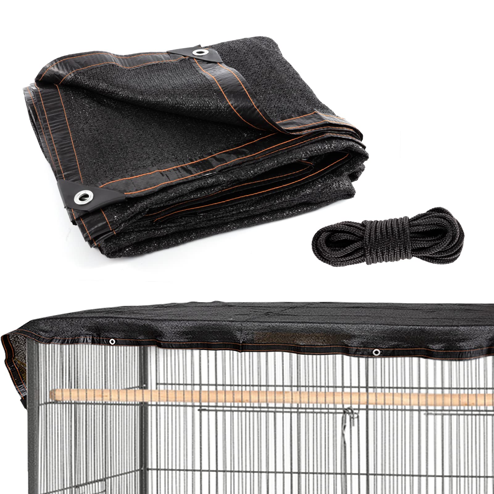 95% High Density Dog Kennel Shade Cover - 10x10ft UV Resistant Mesh Sunshade with Reinforced Grommets & Rope - Outdoor Pet Kennel Cover for Dogs, Chicken Coops, and Large Animal Cages - Perfect for Backyards, Patios, and Farm Use