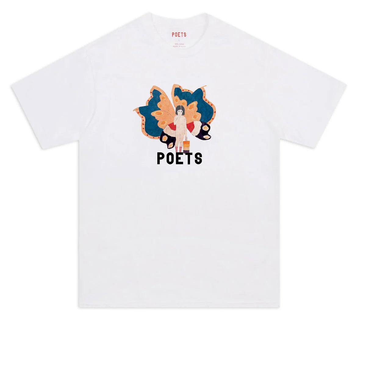 Butterfly Girl DTG Printed T-Shirt for Women - Soft Cotton Crewneck Tee - White - Perfect for Casual Wear, Street Style & Summer Outfits