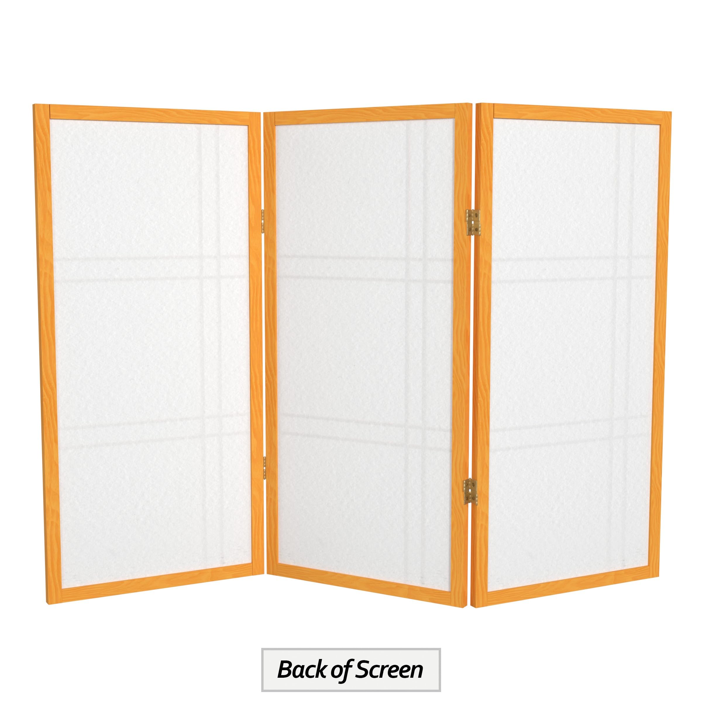 3 ft. Short Double Cross Shoji Screen - Honey Bamboo Wood - 3 Panel Room Divider for Home, Office & Meditation Space - Lightweight & Foldable Privacy Partition