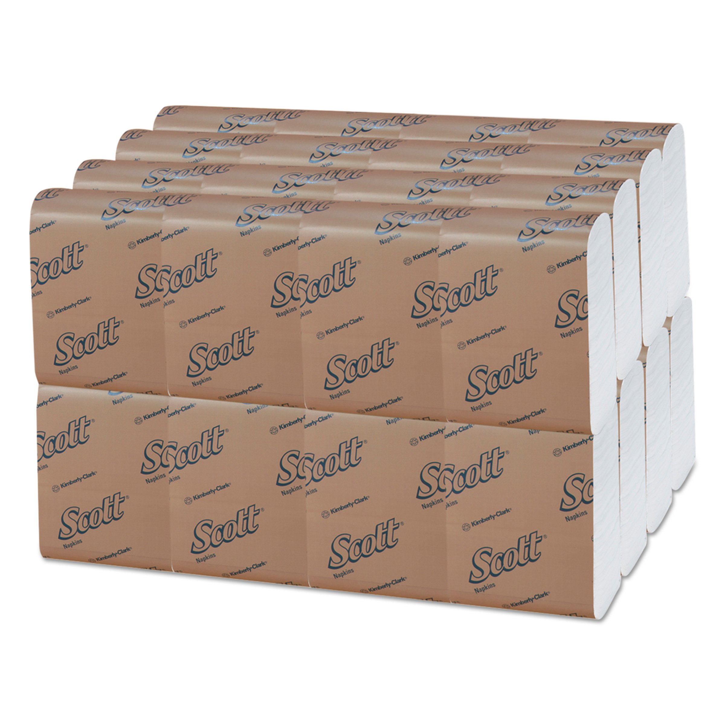 Scott Low Fold Paper Napkins (98720) - Disposable 1-Ply Beverage Napkins, Snack-Sized, 32 Packs of 250 (8,000 Total) - Perfect for Parties, Restaurants, and Office Events