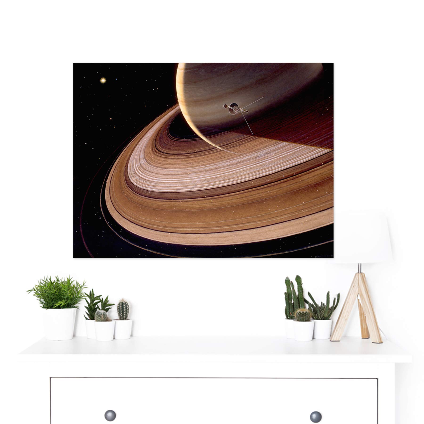 Davis Space Probe Voyager 2 Saturn Rings Illustration - Premium 18x24 Inch Large Wall Art Poster Print on Thick Paper - Perfect for Home Decor, Office & Classroom Space Theme
