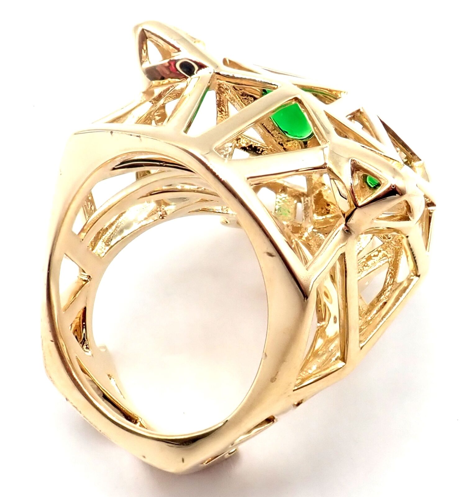 Authentic Cartier Panthere 18k Yellow Gold Tsavorite Onyx Ring - Luxury Jewelry for Women, Perfect for Weddings, Parties & Special Occasions