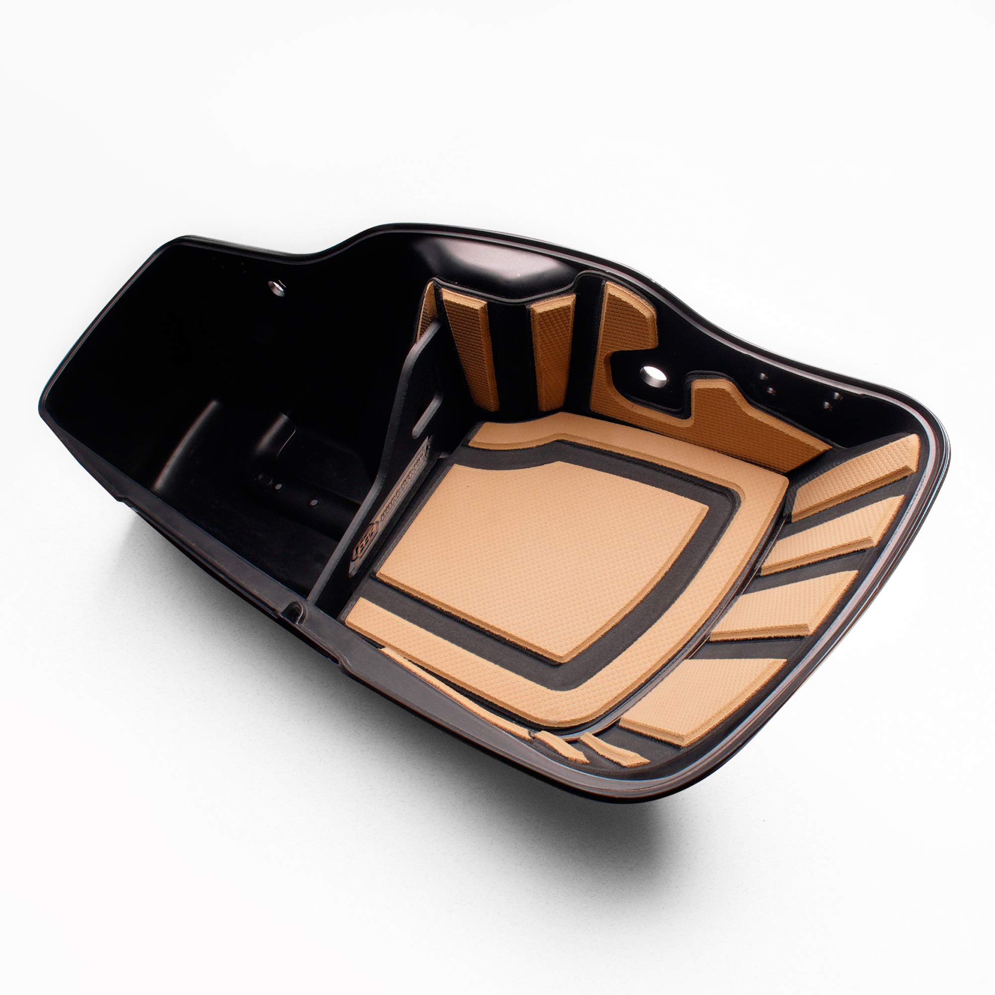 RYT-THERE Saddle Bag Shelf Set (Tan) - 2 Pack Left & Right Organizer for Harley Davidson 2014-2021 Road Glide, Street Glide, Ultra Glide, Road King & CVO Models - Motorcycle Saddlebag Storage Solution for Easy Access & Organization on Long Rides