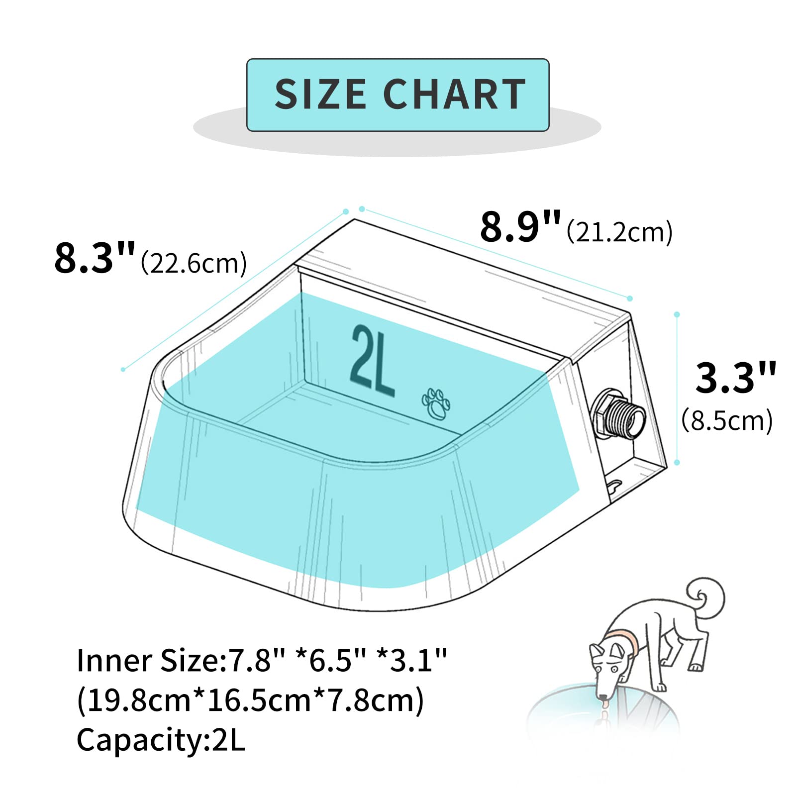 Lesypet Automatic Pet Water Bowl 2L - Self-Filling Dog Water Dispenser with Float Valve for Dogs, Cats, Goats - Outdoor & Indoor Use - Perfect for Backyard, Kennel, or Travel - Blue