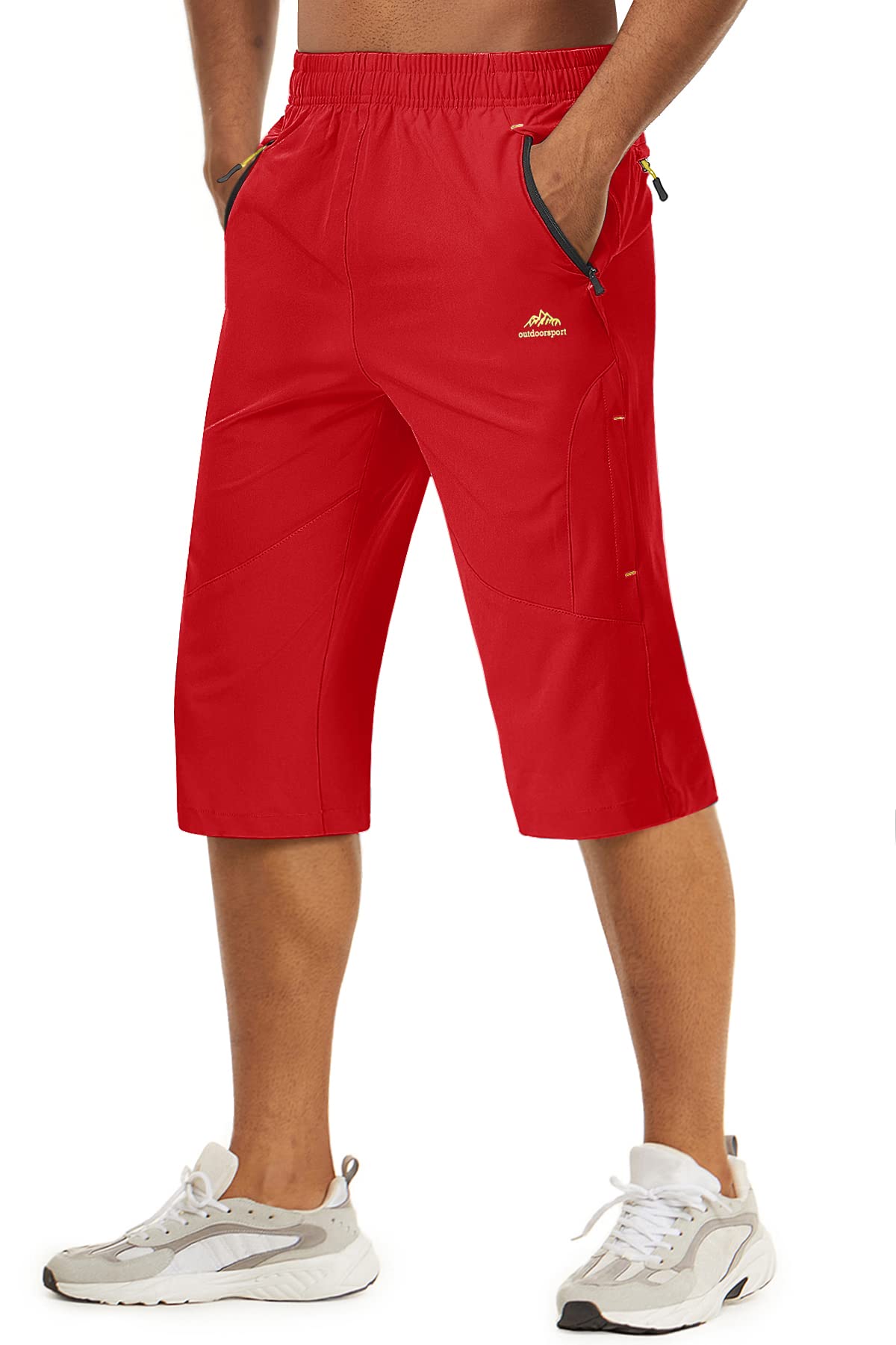 TACVASEN Men's Quick Dry Hiking 3/4 Long Capri Shorts - Athletic Workout Running Shorts with Zipper Pockets - Perfect for Outdoor Adventures, Gym & Travel