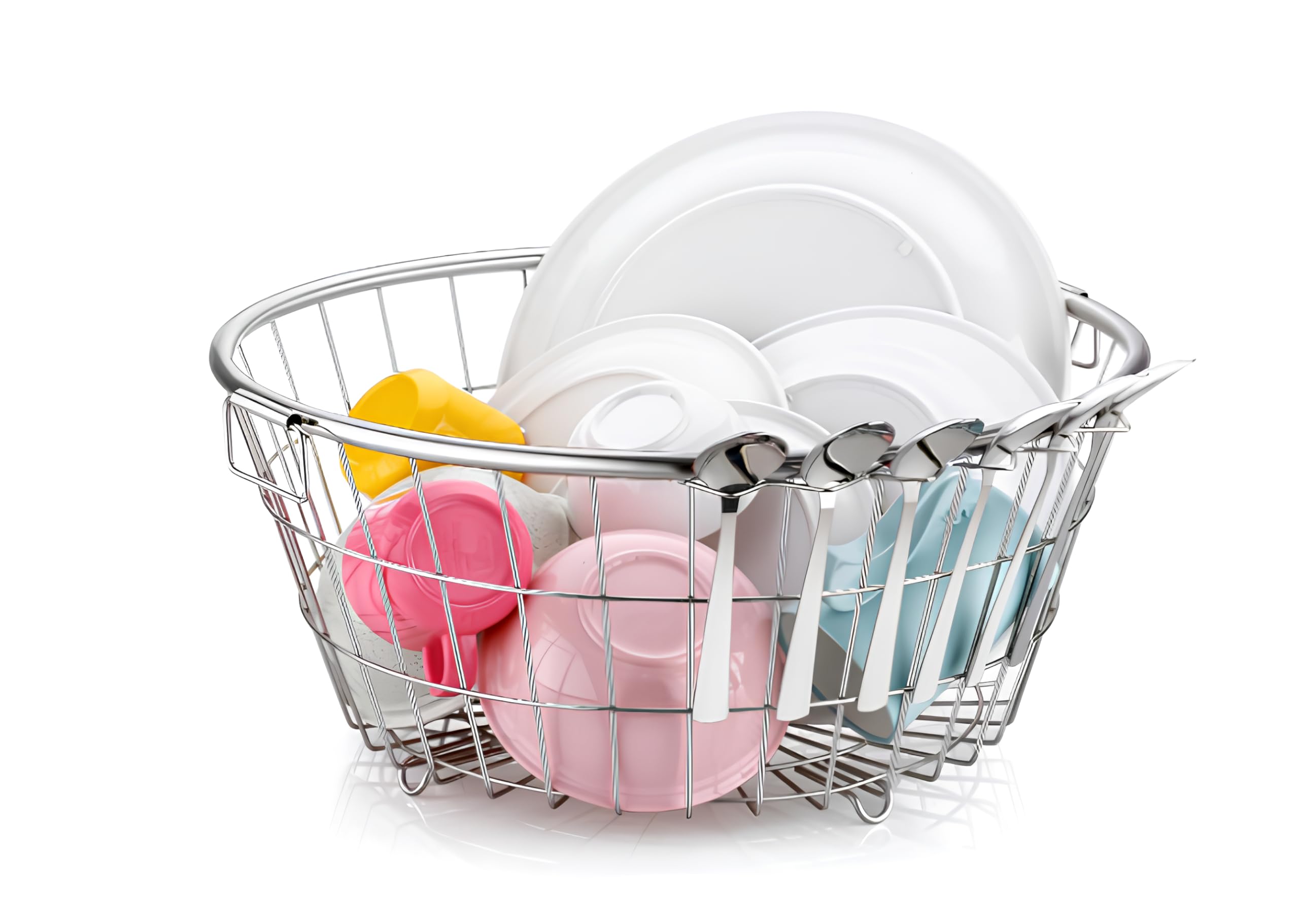 Stainless Steel Dish Drainer Basket - Kitchen Countertop Drying Rack for Plates, Bowls & Utensils | Space-Saving Dish Drying Stand | Perfect for Small Kitchens, RVs & Camping Use