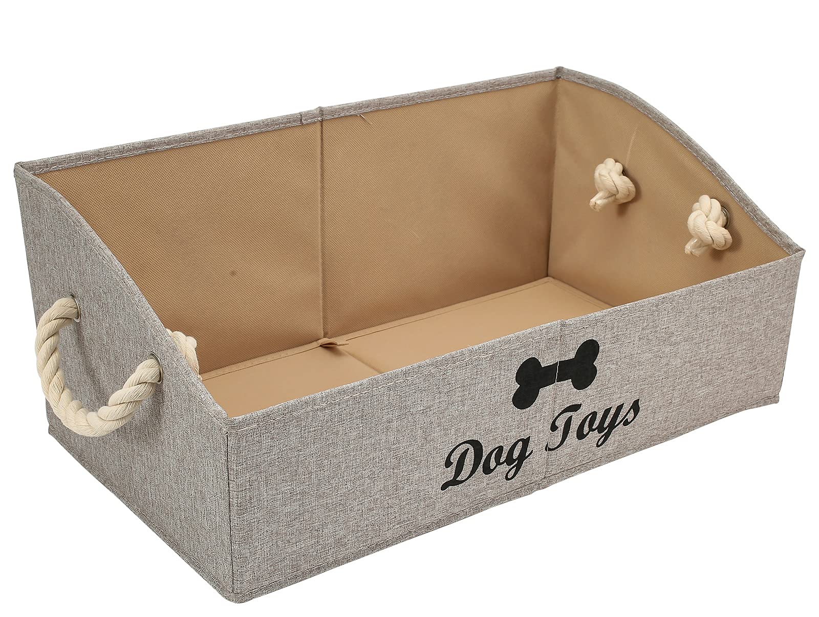Morezi Large Dog Toy Storage Bin - Puppy Shallow Toy Basket for Living Room, Playroom & Closet - Light Brown Home Organization Solution for Pet Supplies & Chew Toys