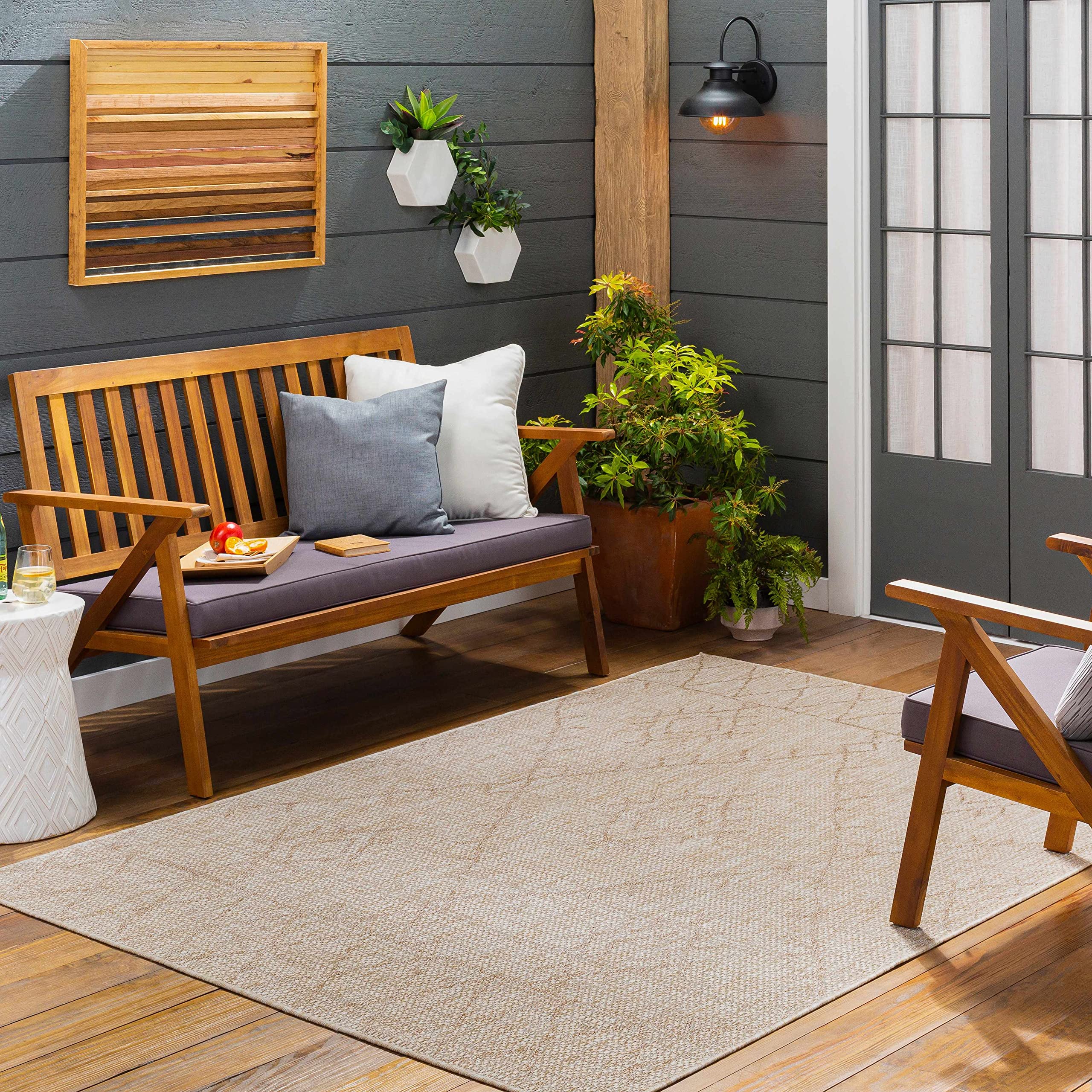 Hauteloom Orania Soft Indoor Outdoor Area Rug - Ivory & Gray - 7'10
