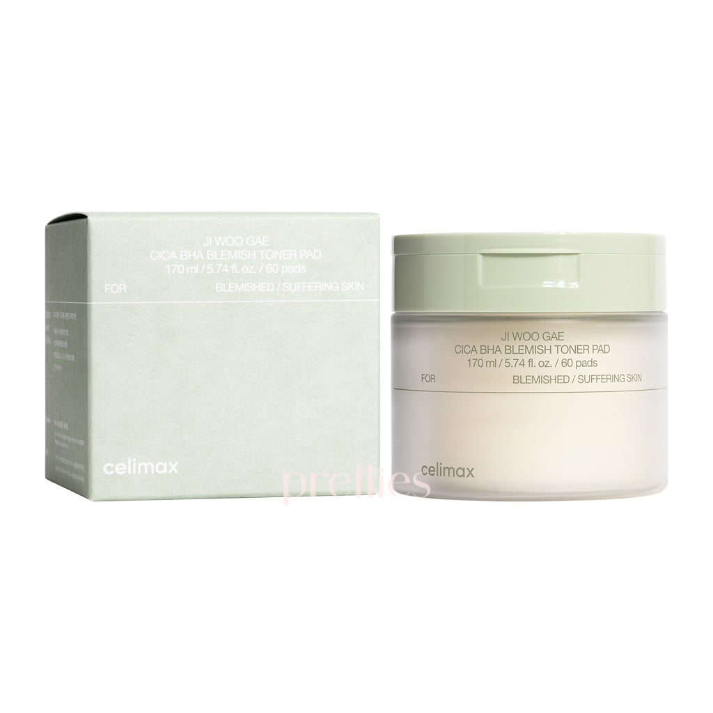 Celimax Jiwoogae Cica BHA Blemish Toner Pad 170ml (60 Pads) - Korean Skincare for Acne-Prone & Sensitive Skin - Perfect for Daily Exfoliation & Soothing