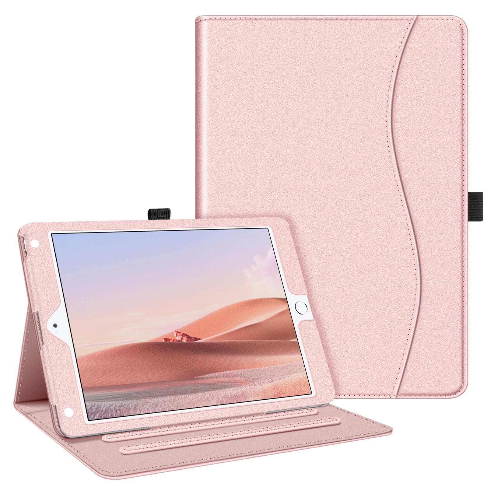 Fintie Protective Case for iPad 6th/5th Generation (2018/2017 Model) & iPad Air 2/Air 1 (9.7 Inch) - Slim Stand Cover with Corner Protection, Multi-Angle Viewing & Storage Pocket in Rose Gold - Perfect for Work, School & Travel