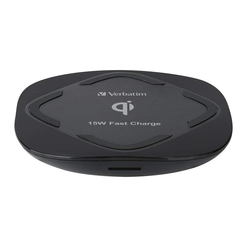 Verbatim 15W Fast Wireless Charger Pad - Qi Certified for iPhone 15/14/13/12, Samsung Galaxy S23/S22/S21, AirPods Pro - Perfect for Bedside, Office & Car Charging
