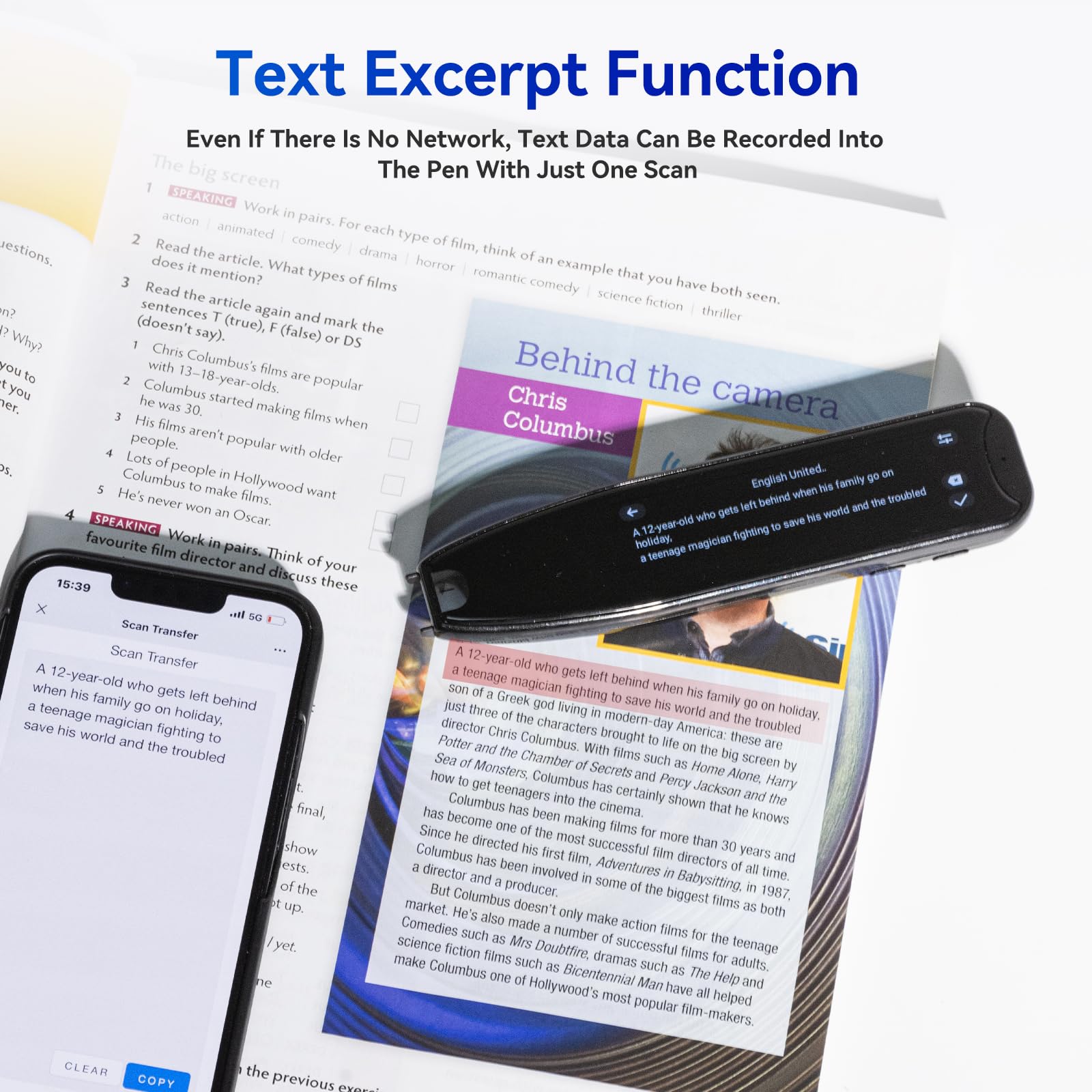Upgraded Scan Reader Pen - 134 Language Translator Device with Wi-Fi, Portable Voice Translator for Dyslexia & Language Learning | Wireless Reading Pen for Books, Documents & Travel (Black)