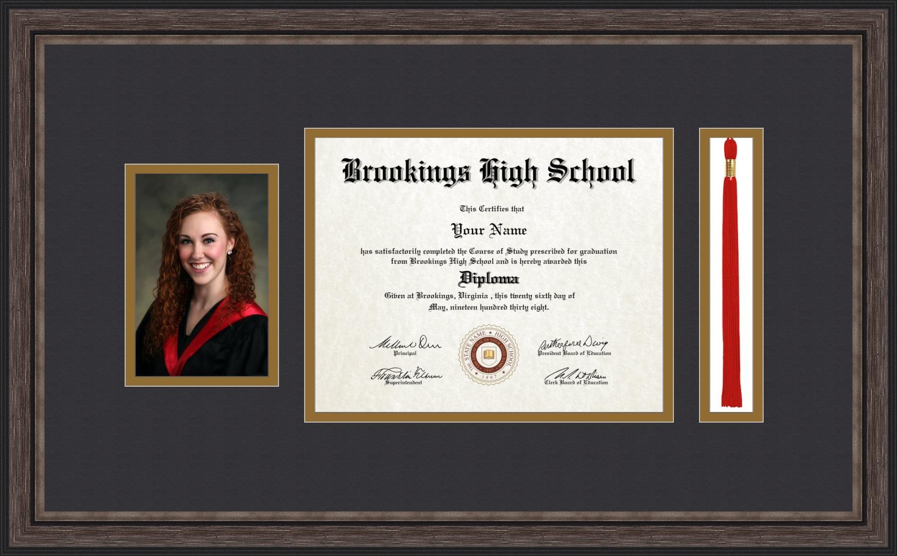 ArtToFrames 8x10 Diploma Picture Frame with 4x6 Photo Opening & 1.5x8 Tassel Slot - Grey and Black Display Frame for Graduation Diplomas, Certificates, and Awards - Perfect for Home, Office, or School Decor