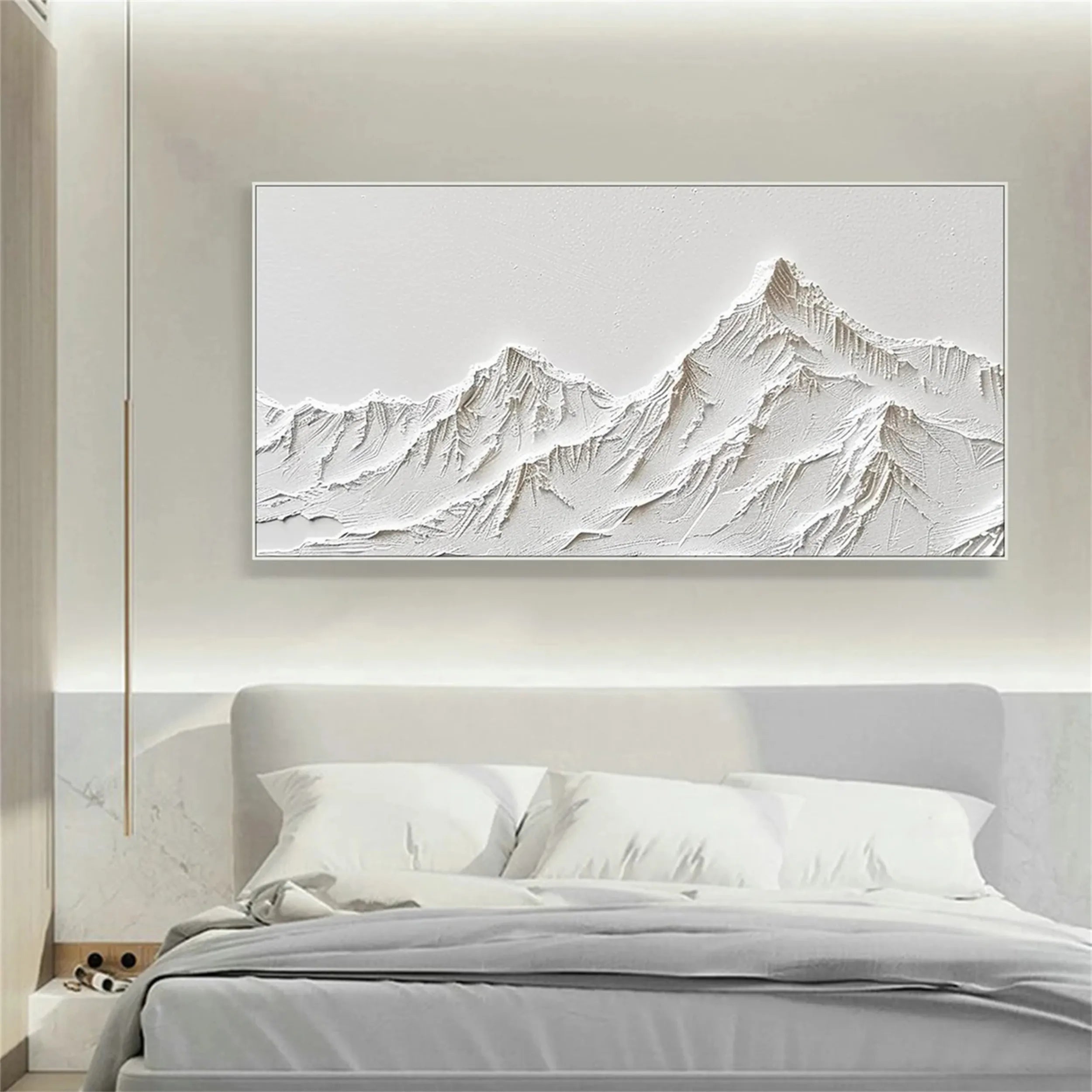 White Minimalist Textured Painting Canvas #MM249 - Abstract Wall Art for Modern Home & Office Decor