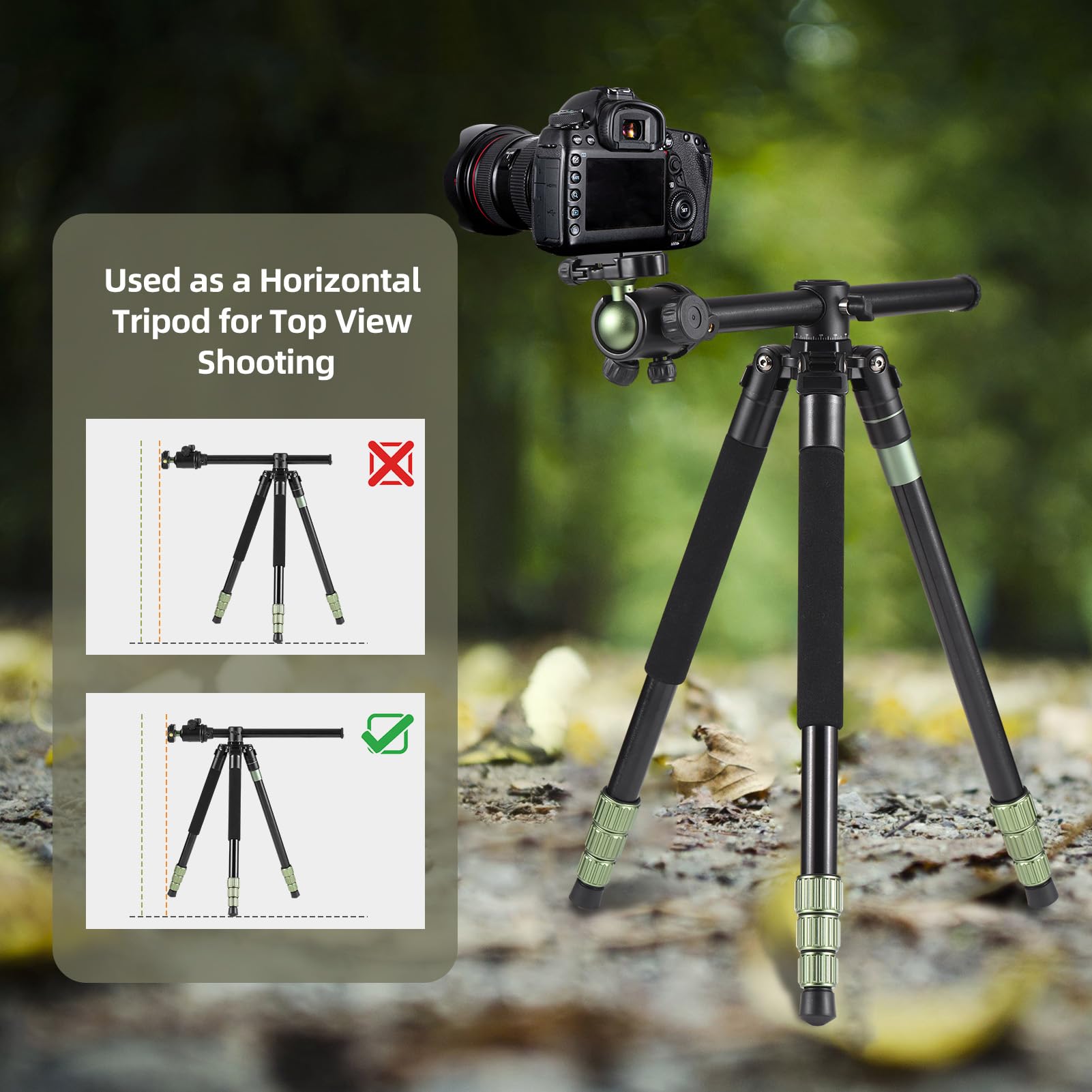 HUIOP 68-Inch Professional Aluminum Alloy Camera Tripod Stand with Panoramic Ballhead - Heavy Duty 10kg/22lbs Load Capacity for DSLR Cameras & Video Camcorders - Includes Carrying Bag for Travel, Photography & Videography