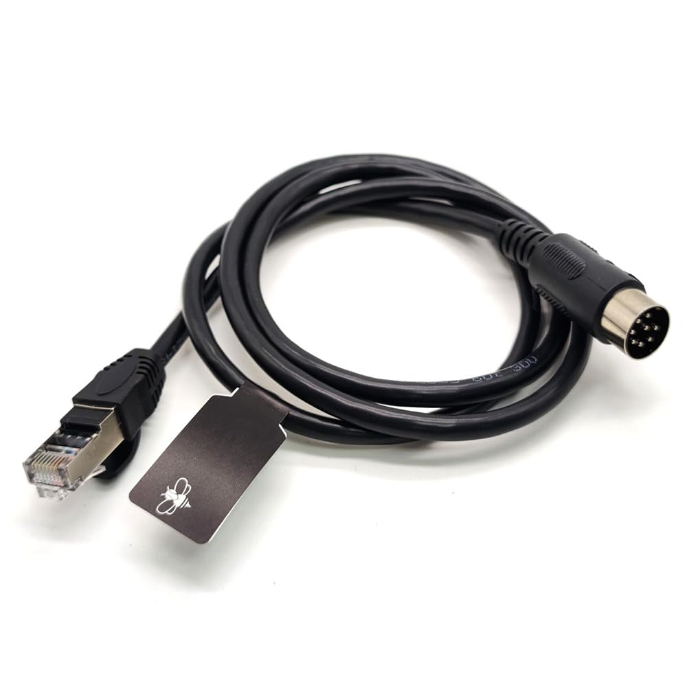 RJ45 Male to 8 Pin DIN Male Straight Ethernet Cable - 1M/3.3ft Network Cable for CCTV, Audio Equipment & Industrial Applications