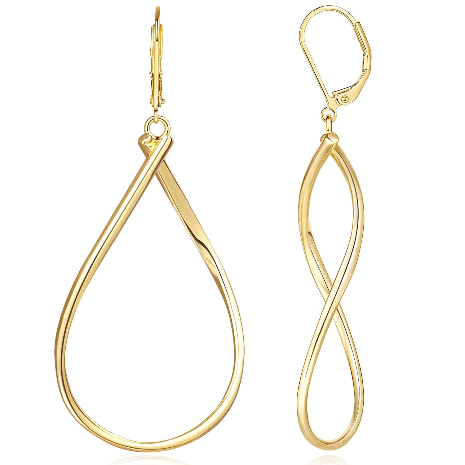 Stylish Large Gold Hoop Earrings for Women - 40mm & 50mm Dangle Drop Earrings with Twisted & Infinity Designs - Perfect for Parties, Weddings & Everyday Wear