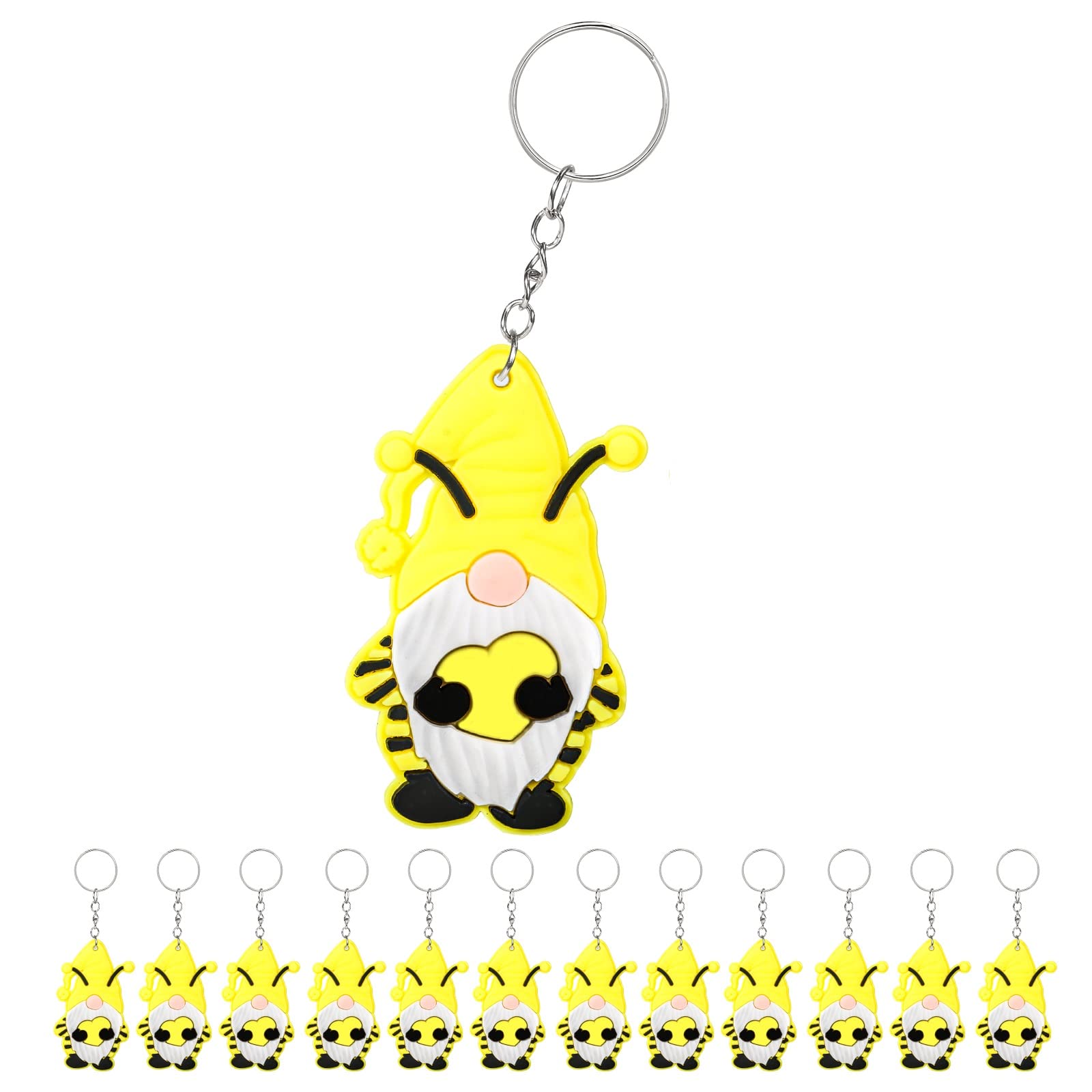 iMagitek 24 Pack Adorable Bee Gnome Keychains - Perfect for Birthday Party Favors, Baby Shower Gifts, Christmas Stocking Stuffers & DIY Craft Projects - Cute Garden-Themed Accessories for Kids & Adults