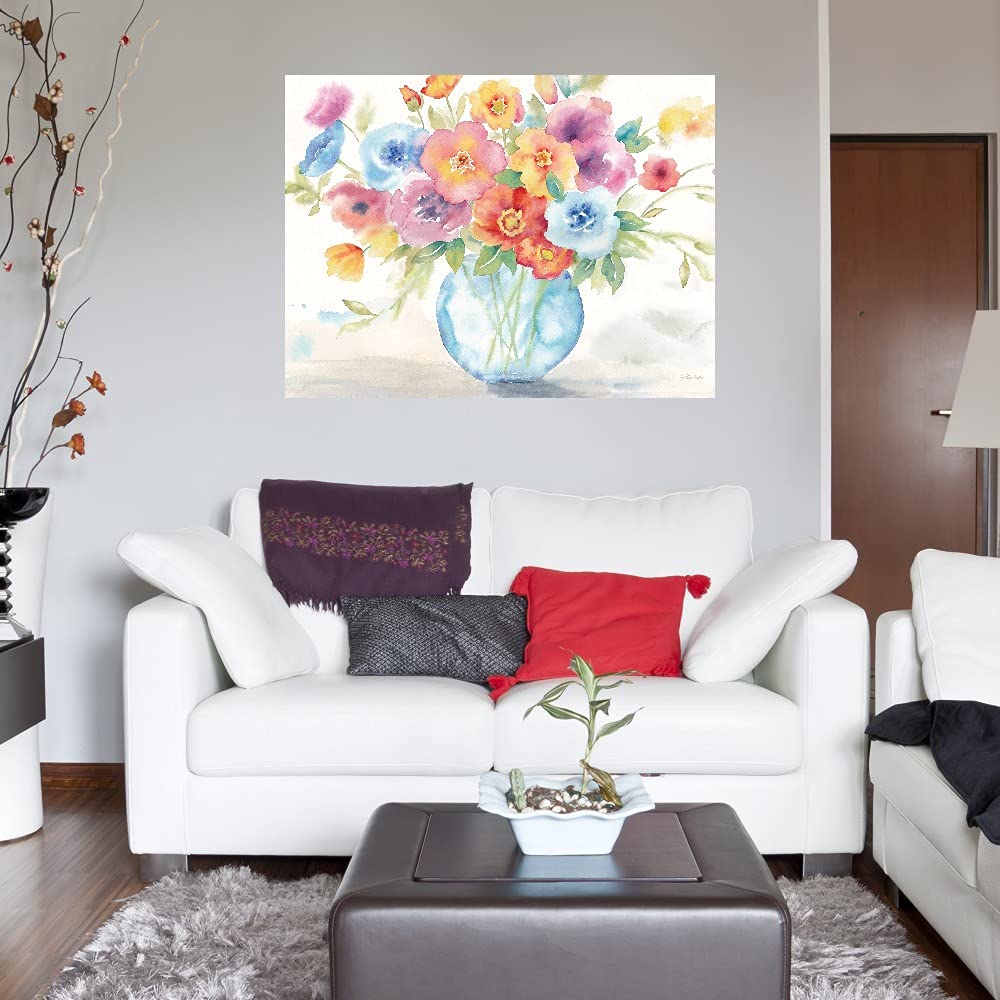 Vibrant Poppies Floral Canvas Wall Art - Hand-Painted by Artist Cynthia Coulter - 32x24 Inch Framed Ready-to-Hang Painting for Living Room, Bedroom, Office Decor - Perfect Gift for Housewarming & Home Decoration
