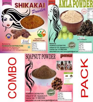 Organic Amla Powder, Reetha & Shikakai Powder Combo - 300g x 3 Pack | 100% Natural Hair Care Trio for Shine & Growth | DIY Hair Masks, Ayurvedic Treatments & Scalp Care