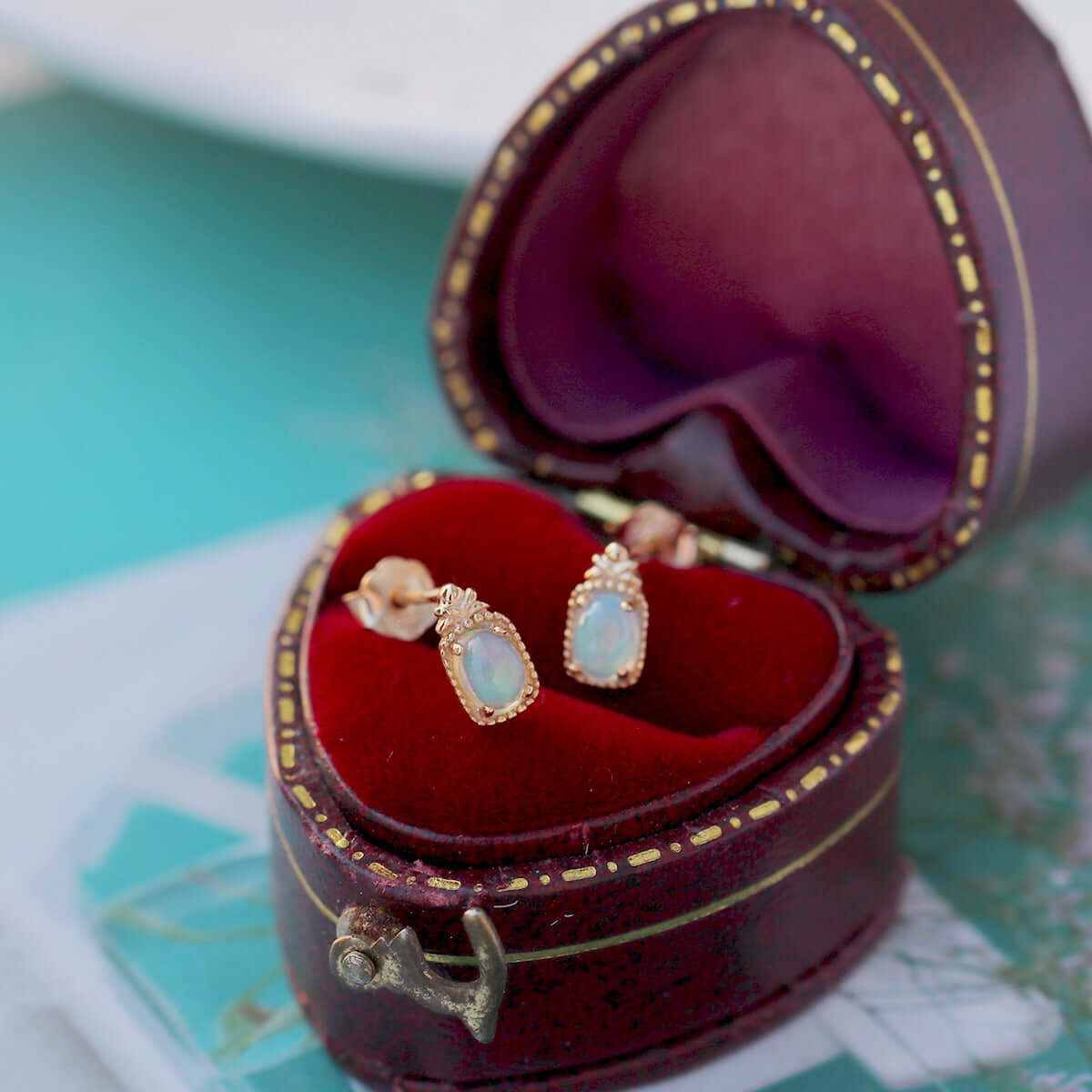 14K Gold Natural Opal Baguette Stud Earrings for Women | HJZB 426 | Elegant Everyday Jewelry & Special Occasion Gift