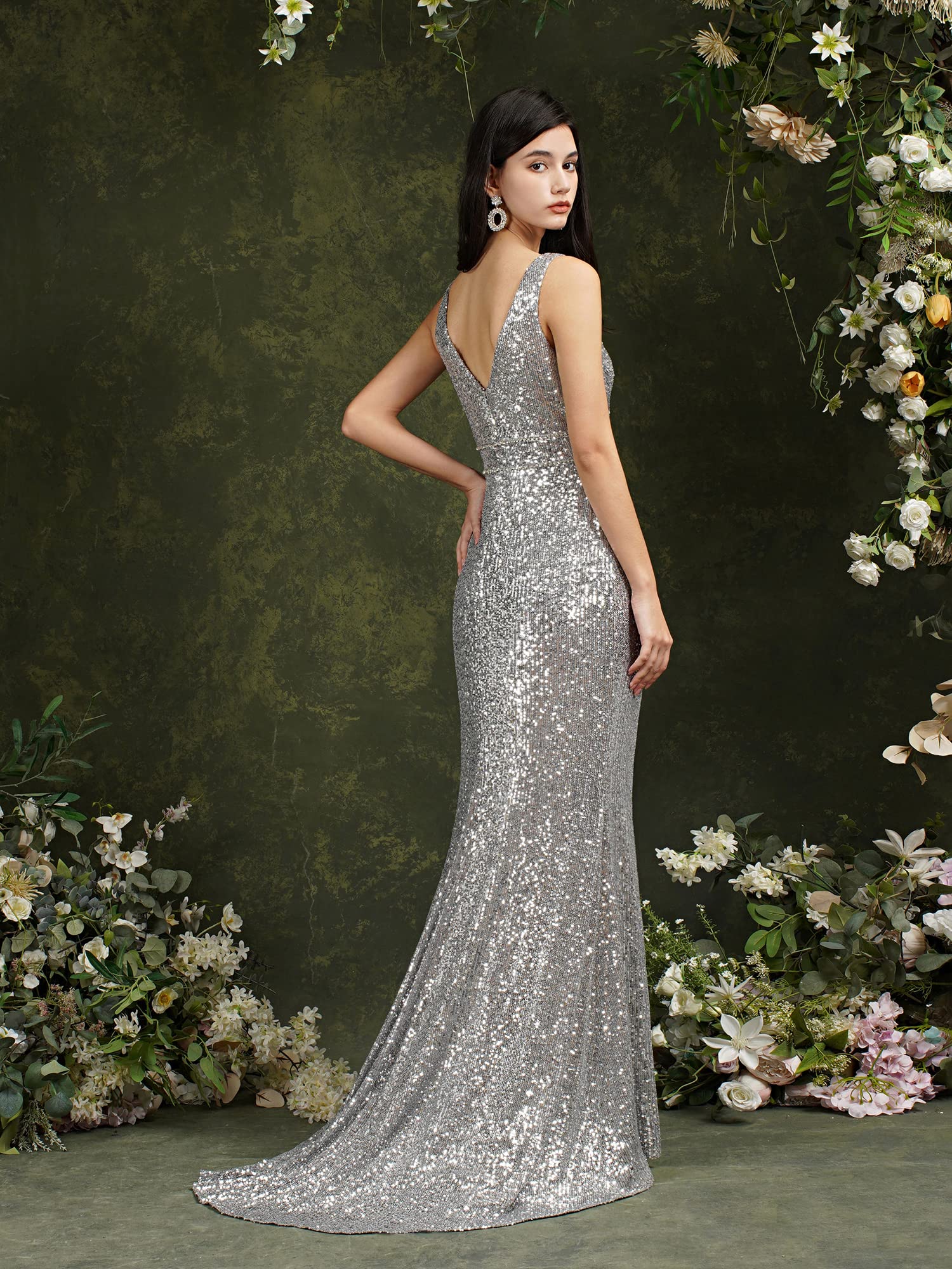 Elegant Sequin Prom Dress for Women - Long Mermaid Bridesmaid Gown, Bodycon Formal Evening Party Dress | Perfect for Homecoming, Wedding, Red Carpet & Special Occasions