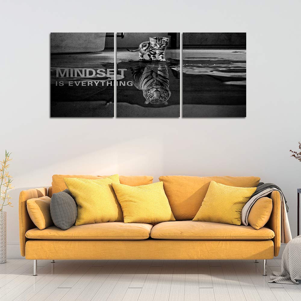 Motivational Wall Art - 3 Panel Inspirational Quotes Canvas Prints with Wooden Frame (36