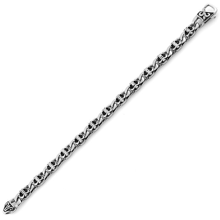 Elegant Stainless Steel Fleur de Lis Link Bracelet for Women - French Inspired Jewelry Gift for Her - Perfect for Weddings, Parties & Everyday Wear
