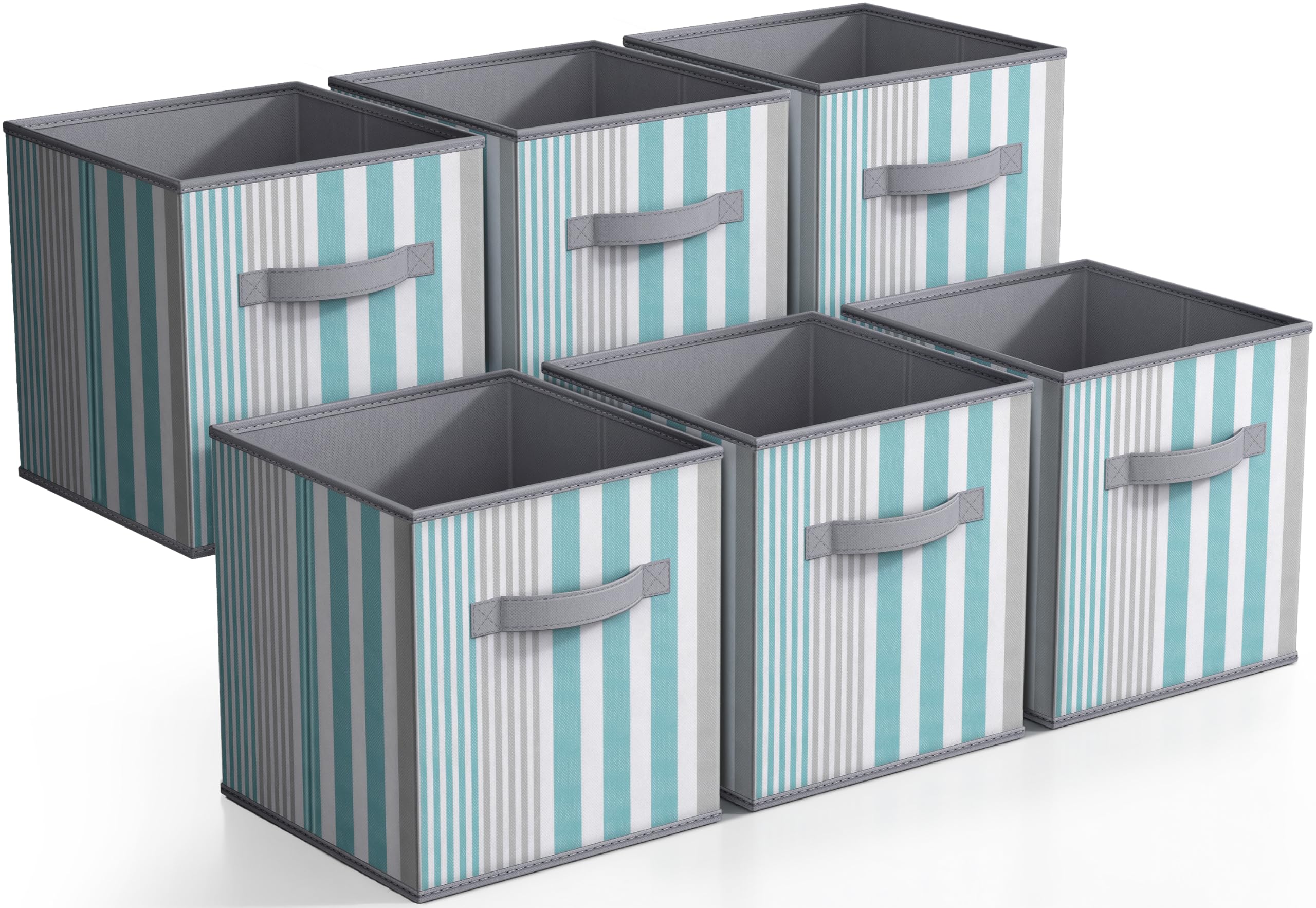 Sorbus 11 Inch Foldable Fabric Storage Cubes (Set of 6) - Collapsible Cloth Bins for Shelves, Toy Organizer, Closet & Nursery - Aqua Pattern Home Organization Bins for Bedroom, Kids Room & Playroom Storage Solutions