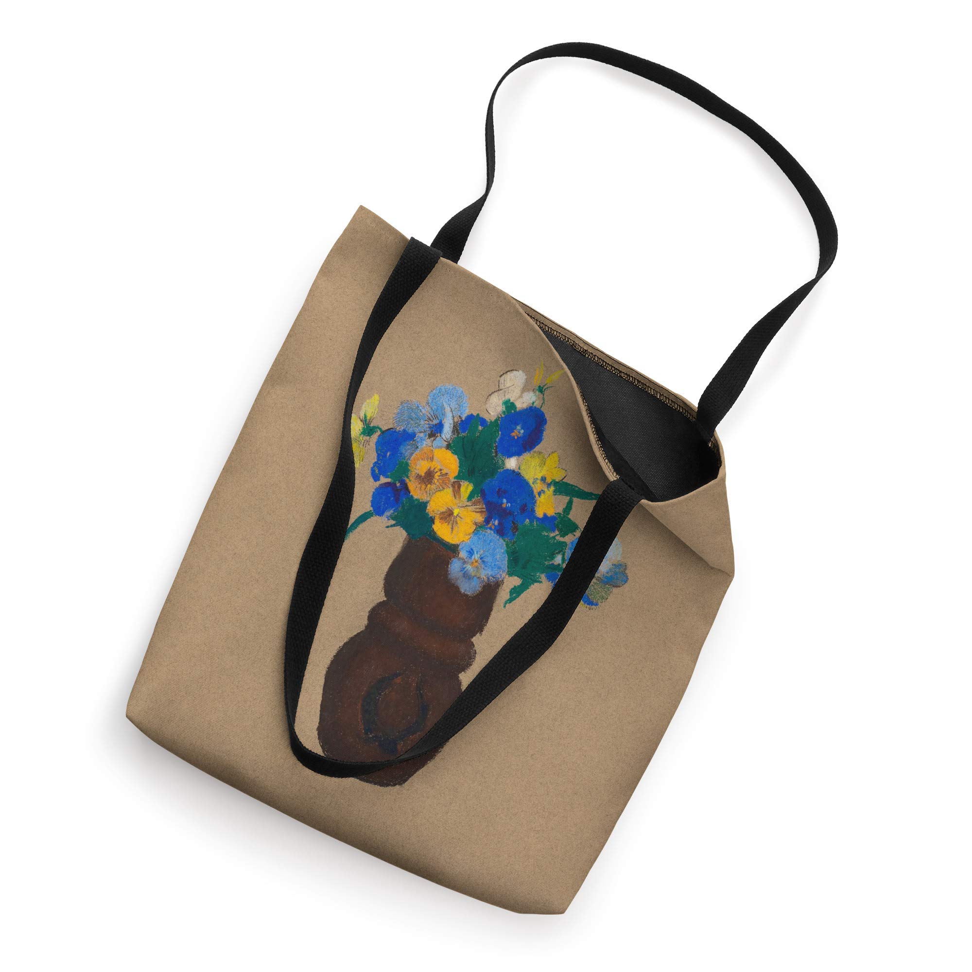 Stylish Minimalist Blue Flowers Vase Tote Bag with Petunias & Poppies Design - Perfect for Grocery Shopping, Beach Trips & Everyday Use