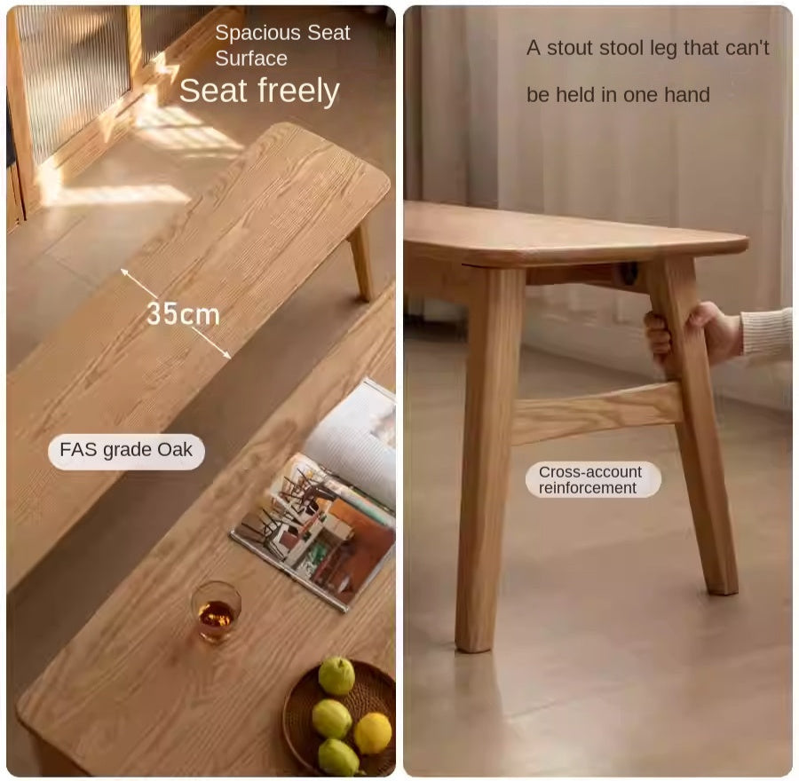 Solid Oak Wood Modern Long Bench - Stylish & Durable Entryway, Dining, or Living Room Seating Furniture