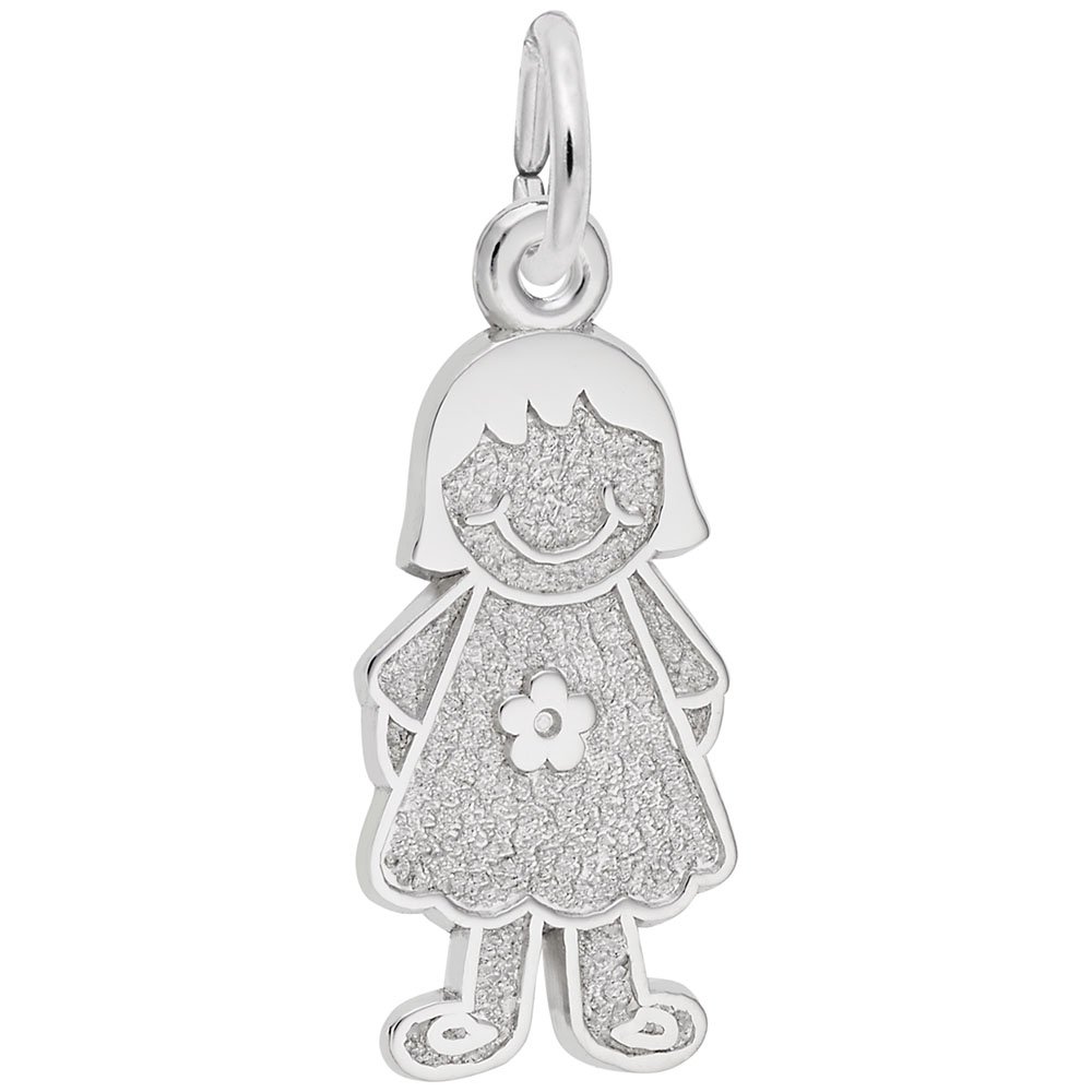Girl with Dress & Flower Charm - Sterling Silver Charms for Bracelets, Necklaces & Jewelry Making - Perfect for DIY Crafts, Gifts & Fashion Accessories