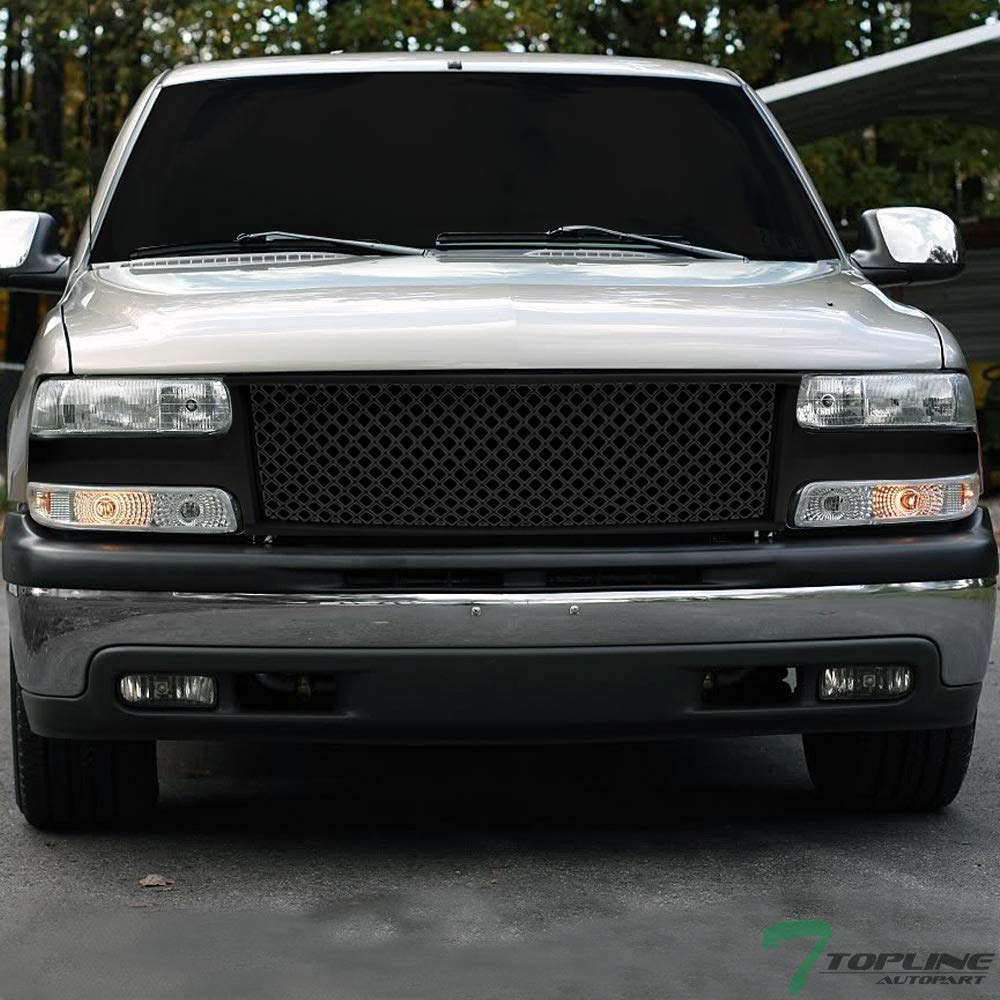 1999-2002 Chevy Silverado 1500 2500 & 2000-2006 Tahoe Suburban Matte Black Mesh Front Bumper Grill Replacement | Heavy Duty Truck Grille Upgrade | Off-Road Protection & Custom Styling  (Note: I removed the product code as it's not SEO-friendly and reorganized the title with proper vehicle model years, added descriptive terms like 