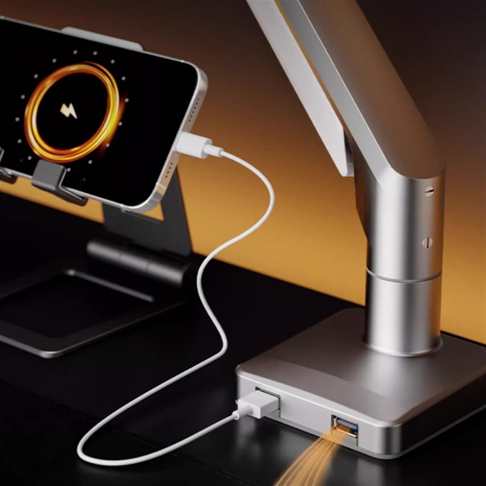Ergonomic Adjustable Gas Spring Monitor Arm Stand for 17-32 Inch Screens - Single Monitor Desk Mount with USB Ports, C-Clamp & Grommet Base, VESA 75/100mm - Perfect for Home Office, Gaming Setup & Workspace Ergonomics