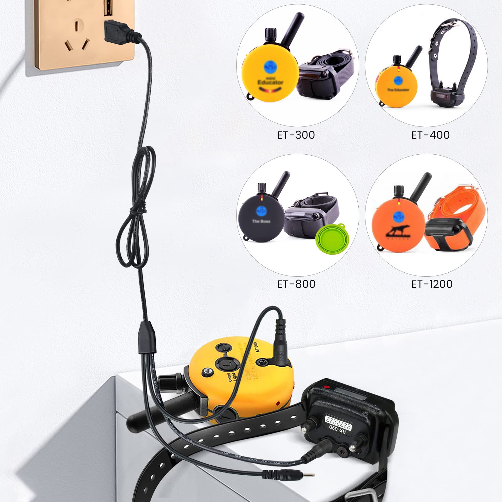 Replacement Shock Collar Charger for PATPET Petrainer Educator BOUSNIC Paipaitek PetSpy - Compatible with Dog Training & Bark Control Collars - Perfect for Home Use & Outdoor Training