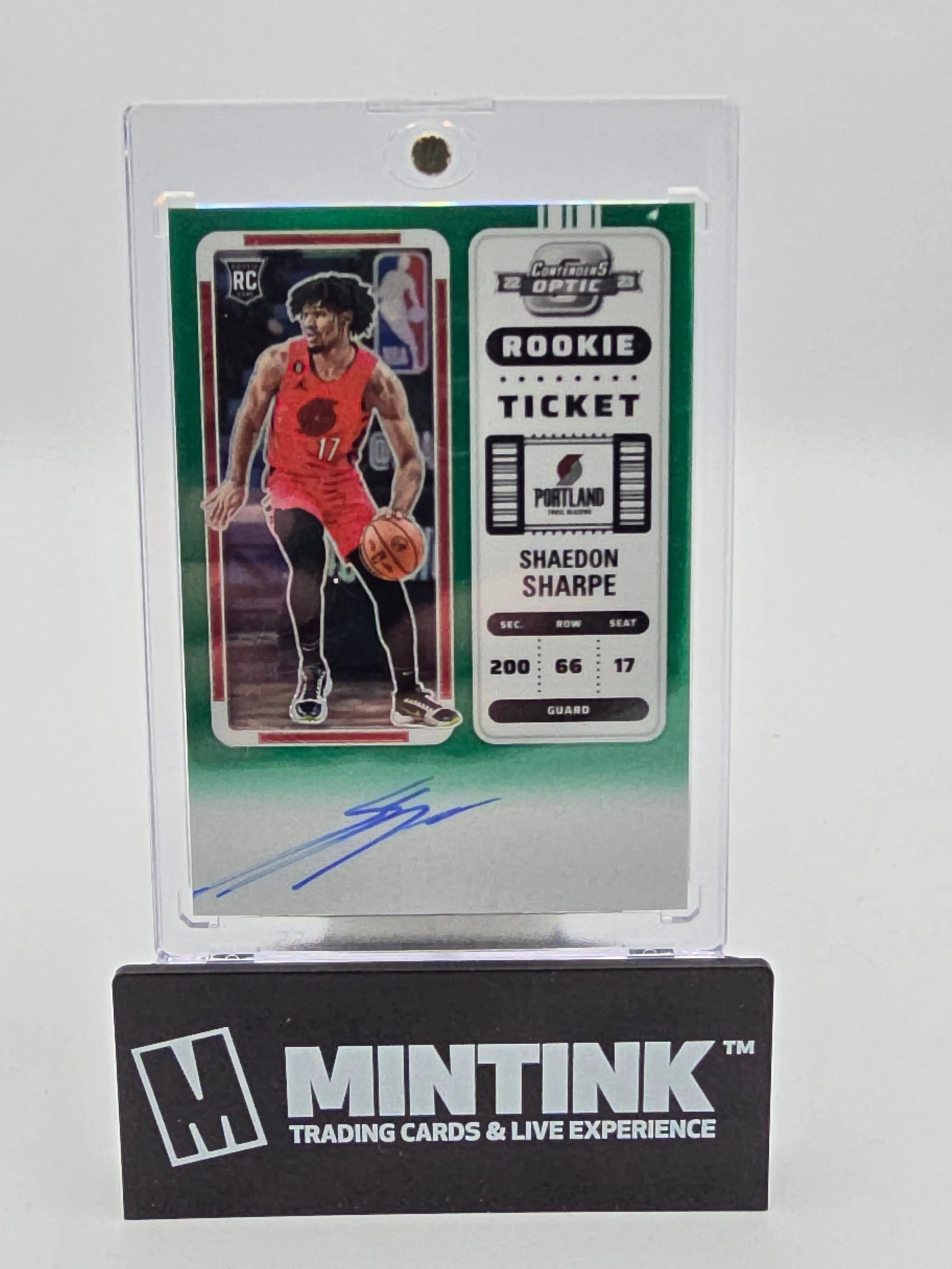 2022-23 Panini Contenders Optic Shaedon Sharpe Rookie Ticket Autograph Green /75 - NBA Basketball Trading Card for Collectors & Fans