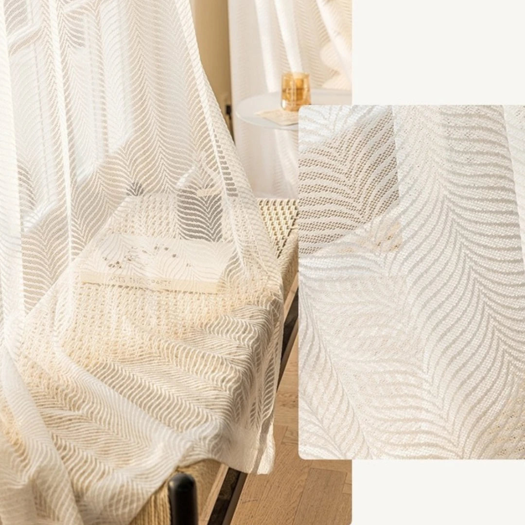 Sheila Modern Polyester Herringbone Custom Sheer Curtains for Living Room & Bedroom - Light Filtering Window Drapes with Premium Textured Fabric