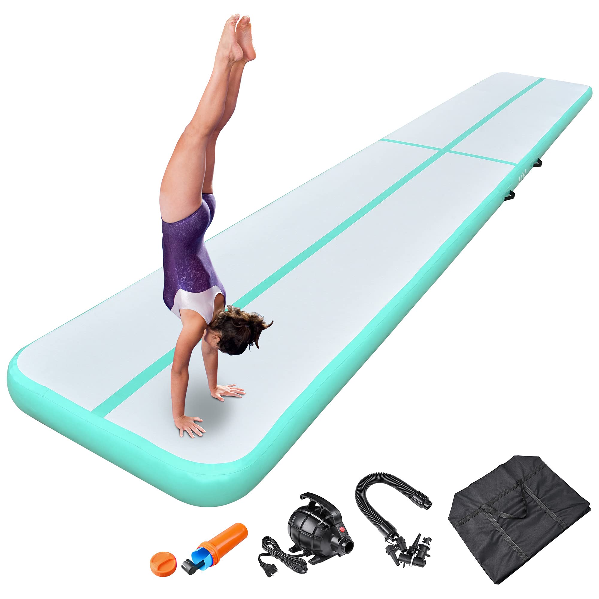 AW 10/13/20 Ft Air Track Mat - Inflatable Tumbling Mat for Gymnastics Training, Fitness & Home/Outdoor Use with Electric Air Pump - Perfect for Backyard, Gym & Indoor Exercise