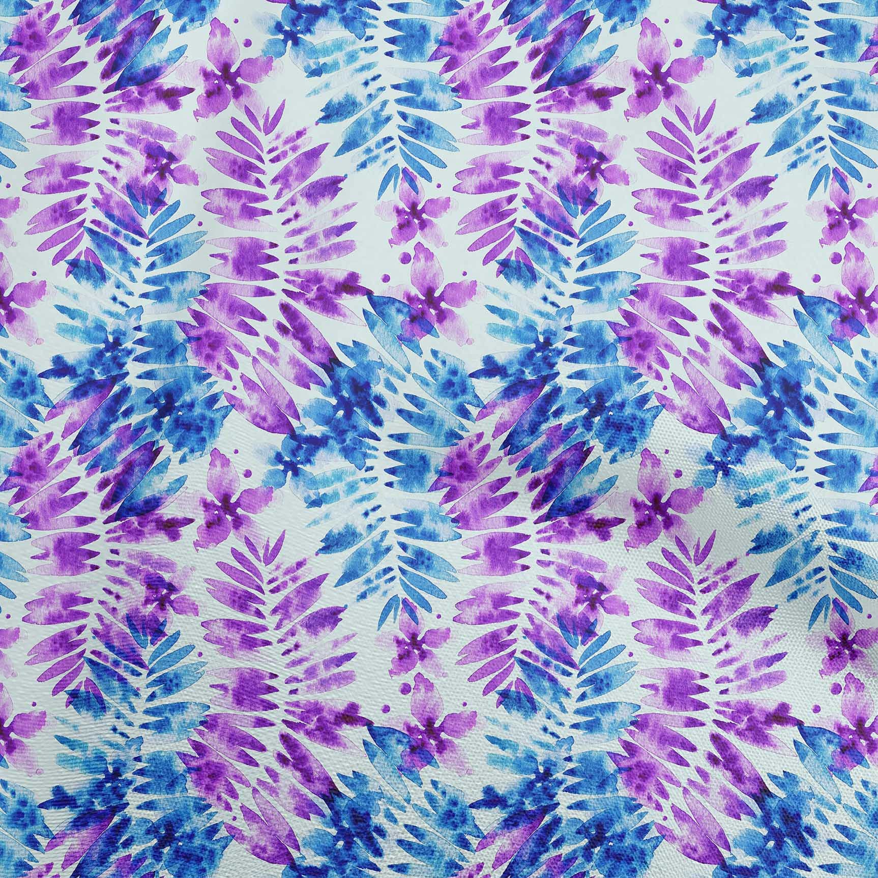 Velvet Purple Printed Fabric by The Yard - 58 Inch Wide DIY Sewing Supplies for Clothing, Crafts & Home Decor | Soft Fabric Leaves Design for Dresses, Curtains & Quilting