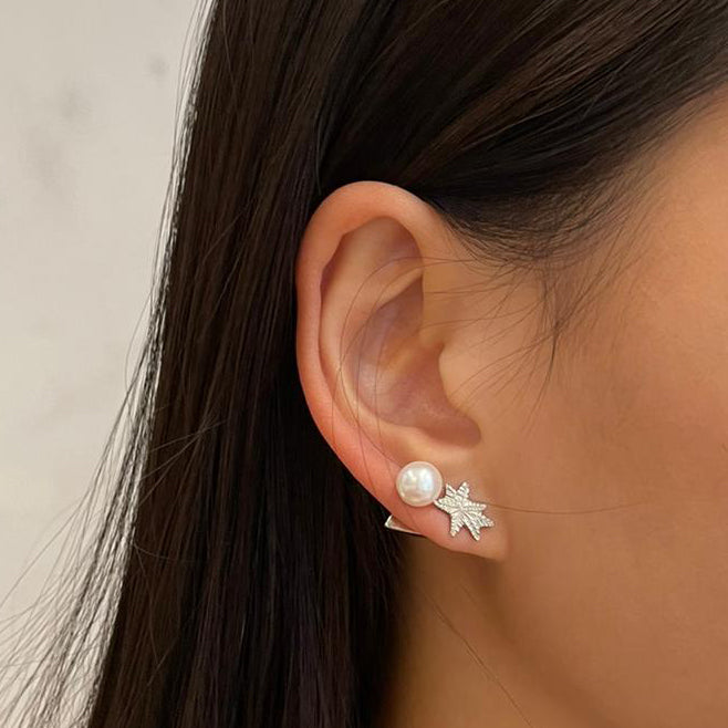 Silver Palmtastic Stud Earrings for Women - Elegant Single Stud Earring for Daily Wear, Parties & Special Occasions