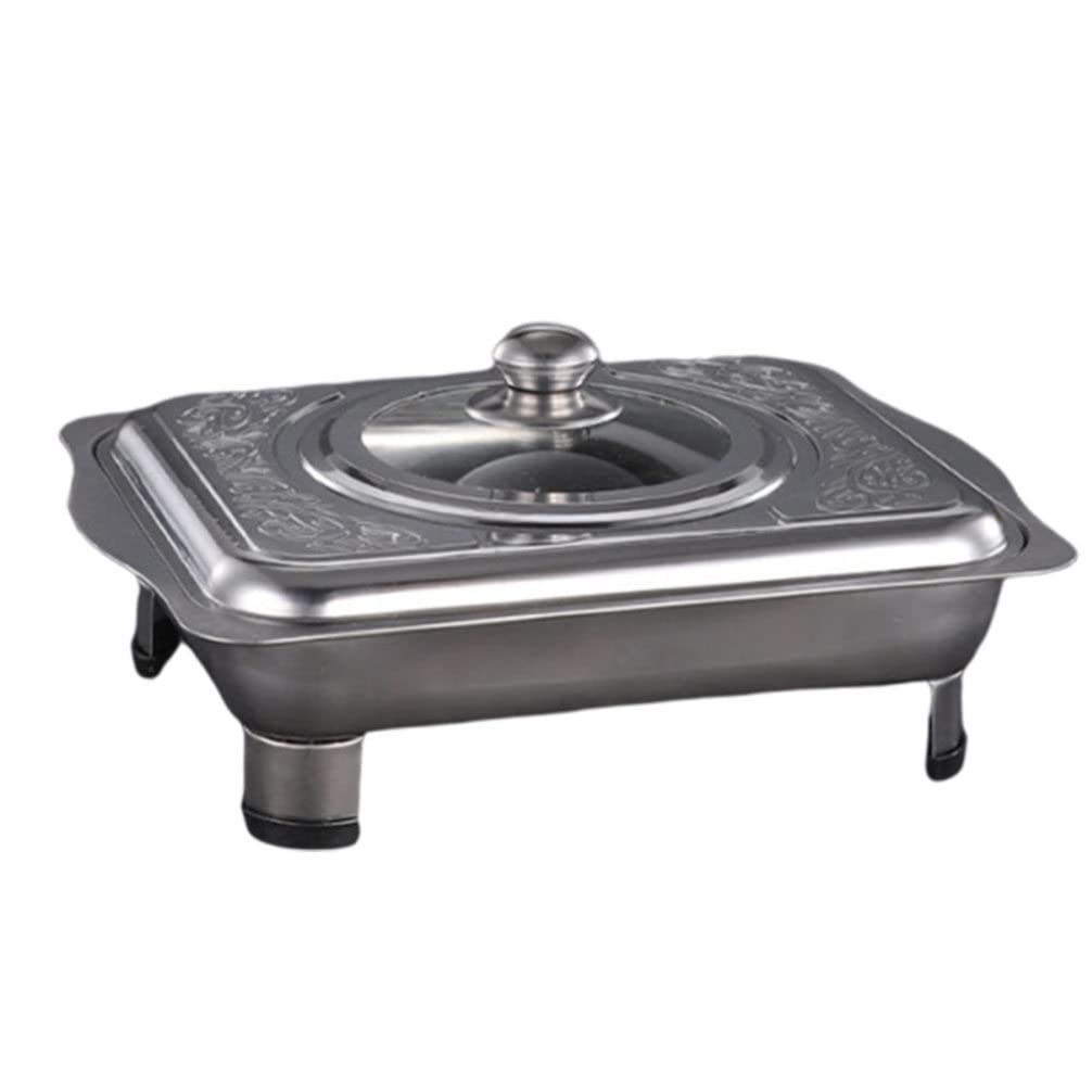 Cabilock 1pc Silver Retro Rectangular Buffet Tray with 4 Legs - Elegant Serving Tray for Food, Bread, Fruits, Snacks | Perfect for Dining, Catering, Party Platters & Home Kitchen Use