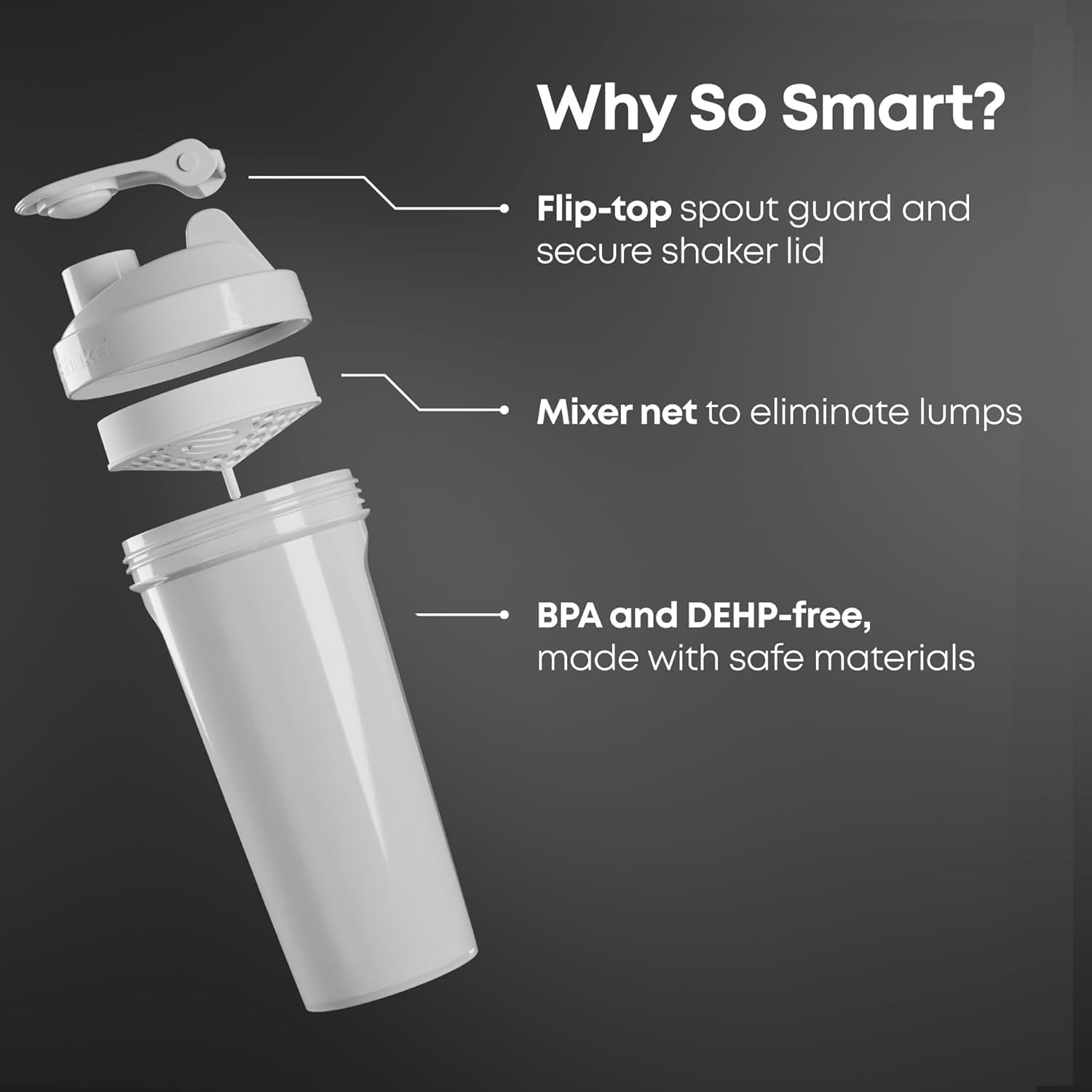 Smartshake Lite Justice League Protein Shaker Bottle 800ml - DC Comics Water Bottle, Leakproof BPA Free Gym Shaker for Protein Powder & Workout Drinks - Batman Logo - Perfect for Gym, Fitness & Superhero Fans