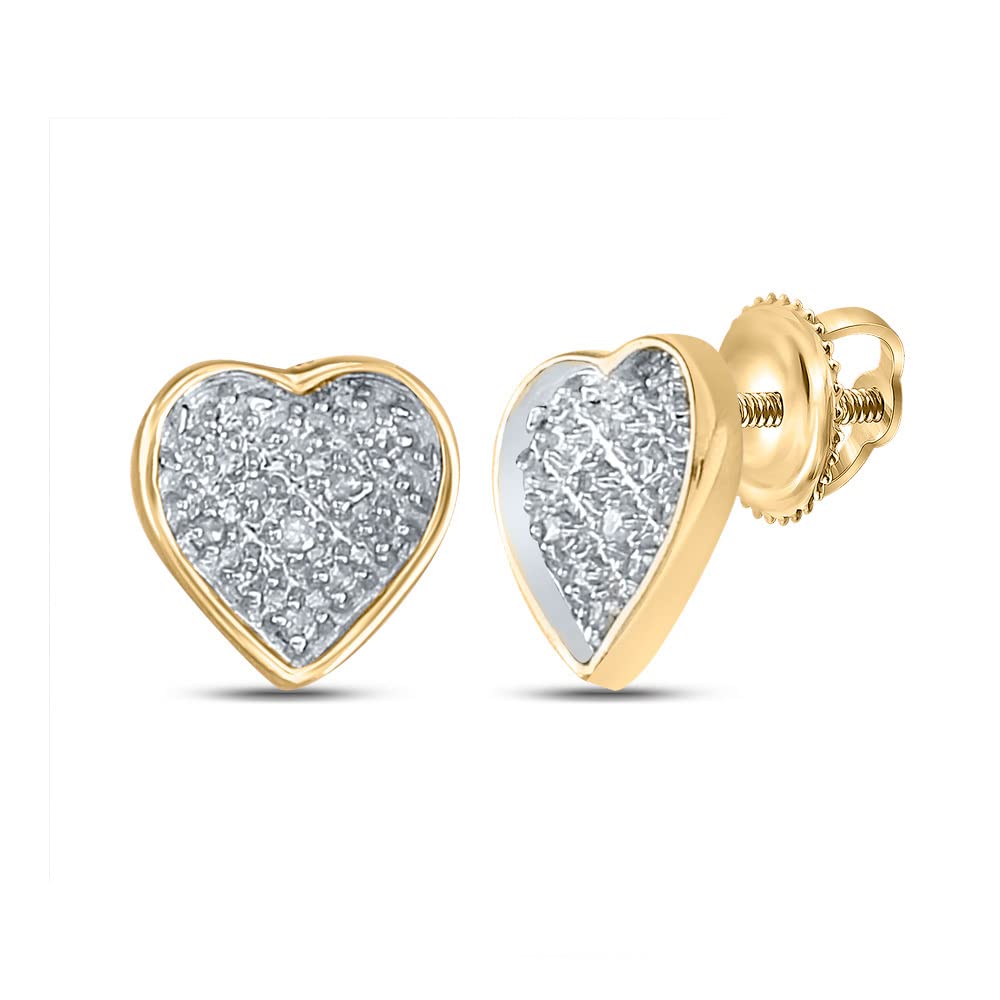 Yellow-Tone Sterling Silver Women's Round Diamond Heart Earrings - 1/20 CTTW - Perfect for Valentine's Day Gifts, Anniversary Presents & Everyday Elegance
