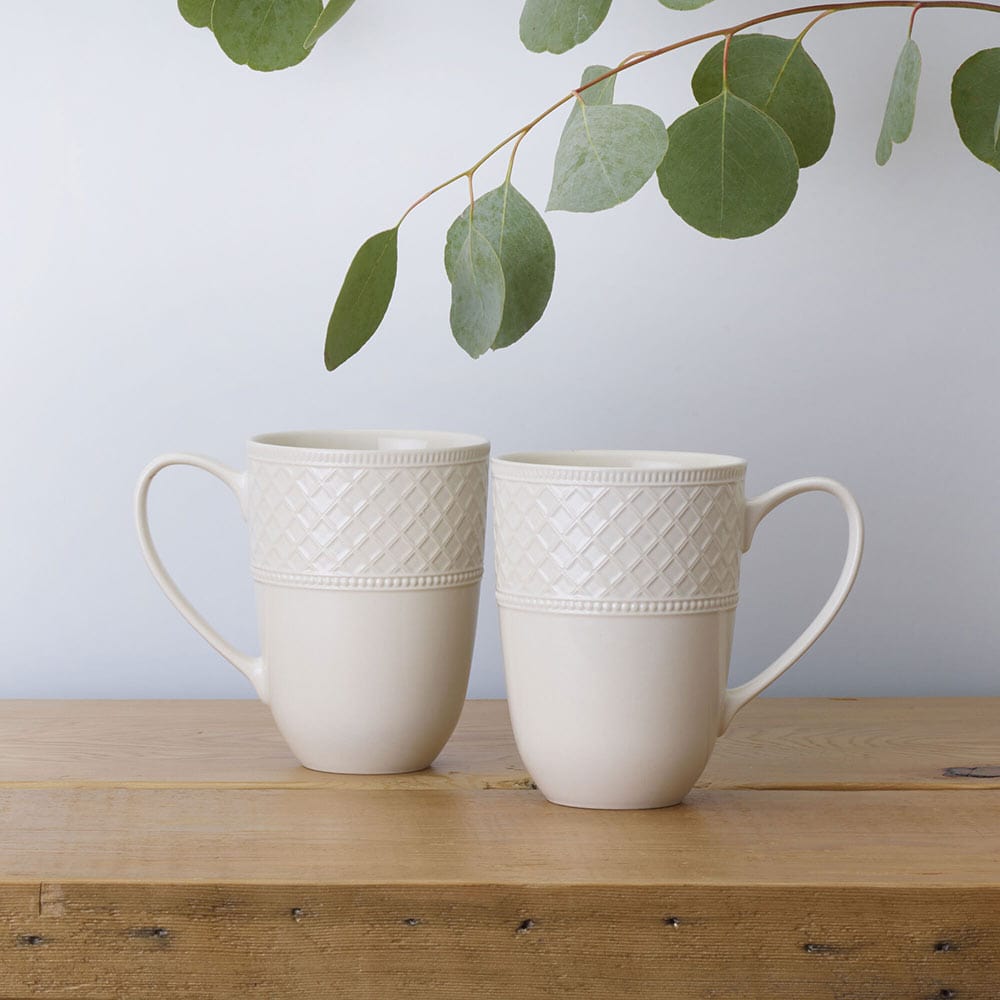 Premium Napa Countryside Set of 2 Tall Ceramic Coffee Mugs - 16oz Rustic Farmhouse Style Cups for Hot Beverages, Perfect for Morning Coffee, Tea, or Hot Chocolate at Home or Office