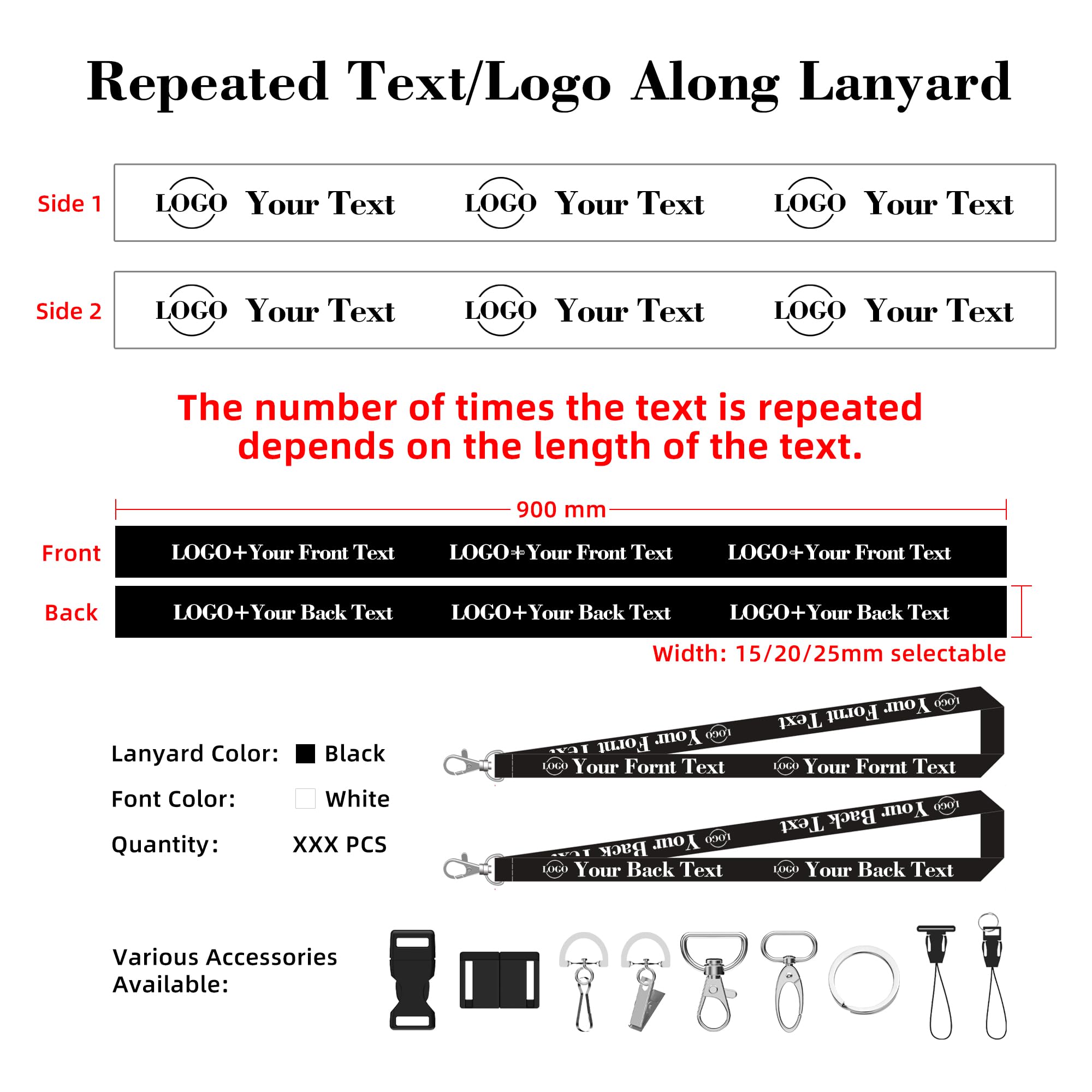 Custom Lanyards Bulk with Logo - ID Badge Holders for Work & Events